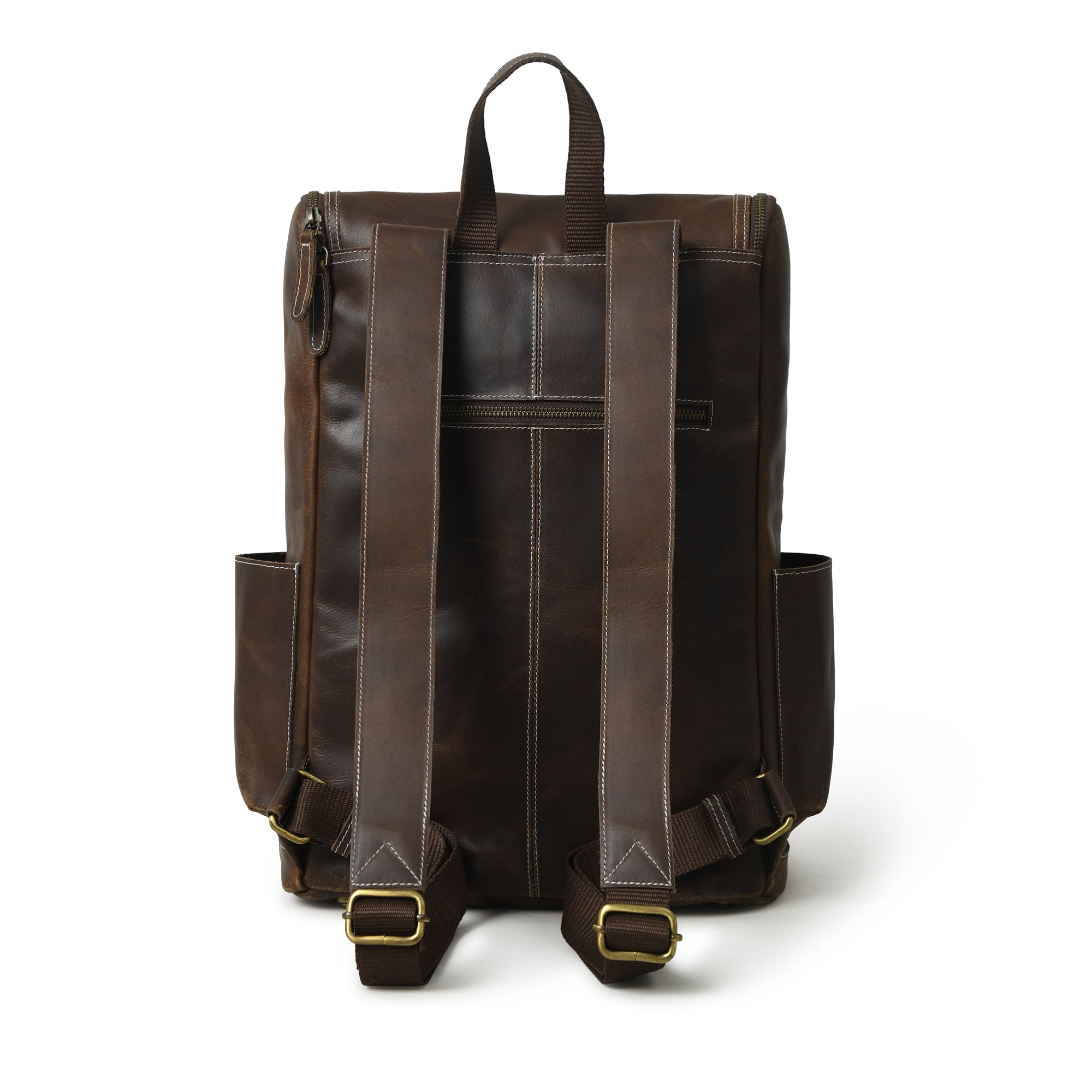 Vintage‑Style Full‑Grain Brown Leather Backpack