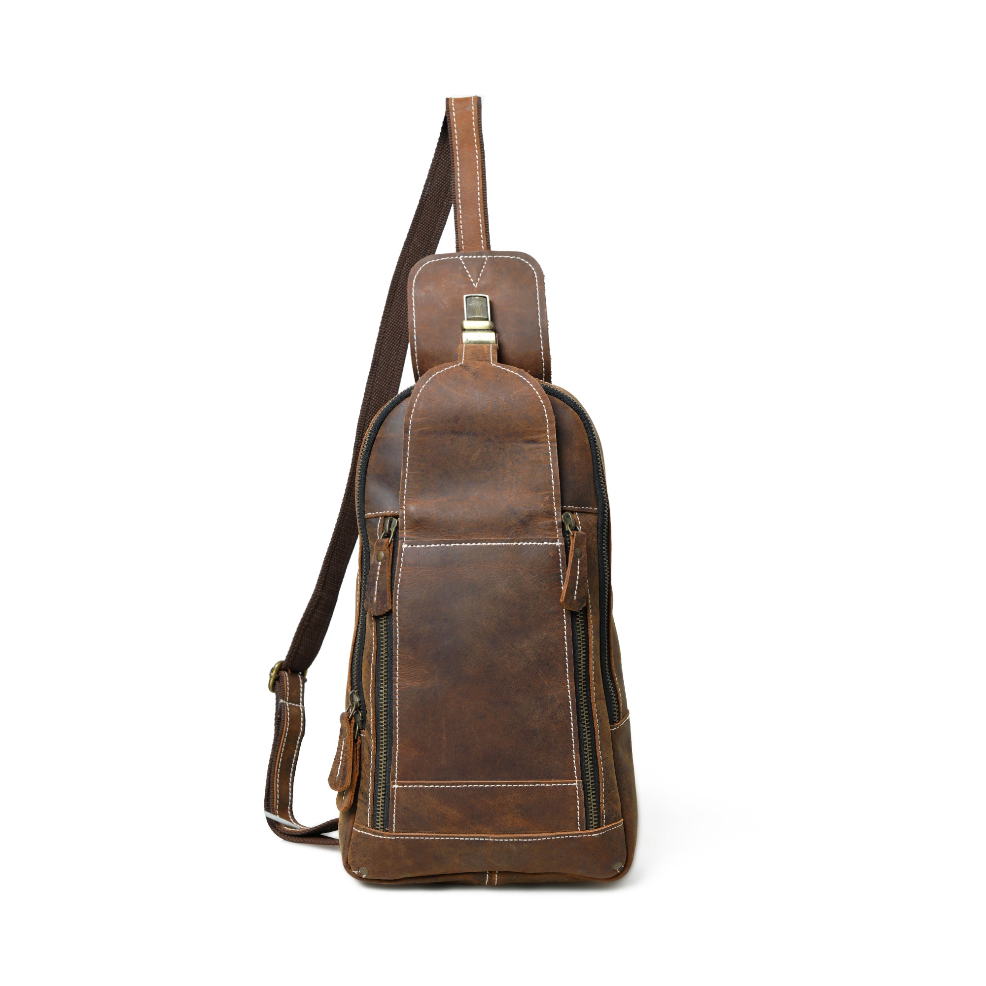 Stylish Brown Leather Crossbody Sling Bag