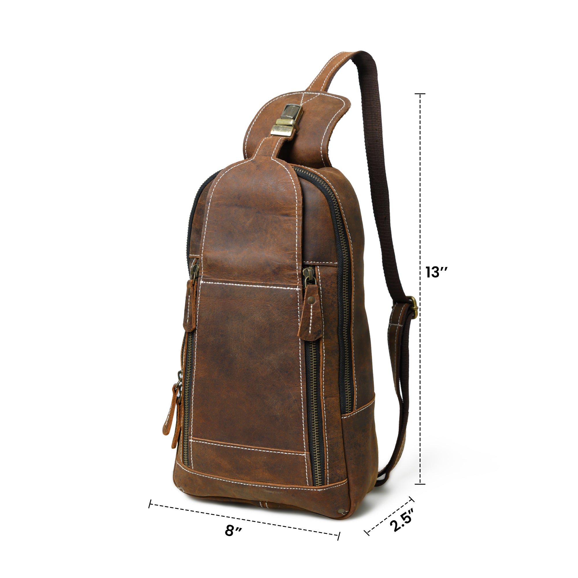 Stylish Brown Leather Crossbody Sling Bag