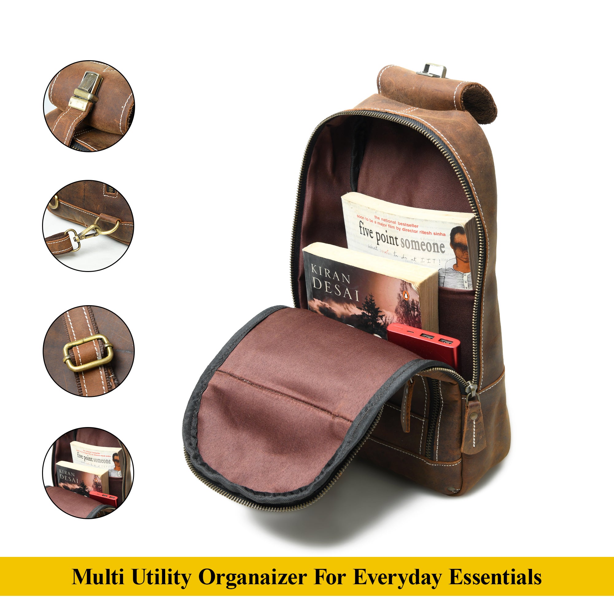 Stylish Brown Leather Crossbody Sling Bag