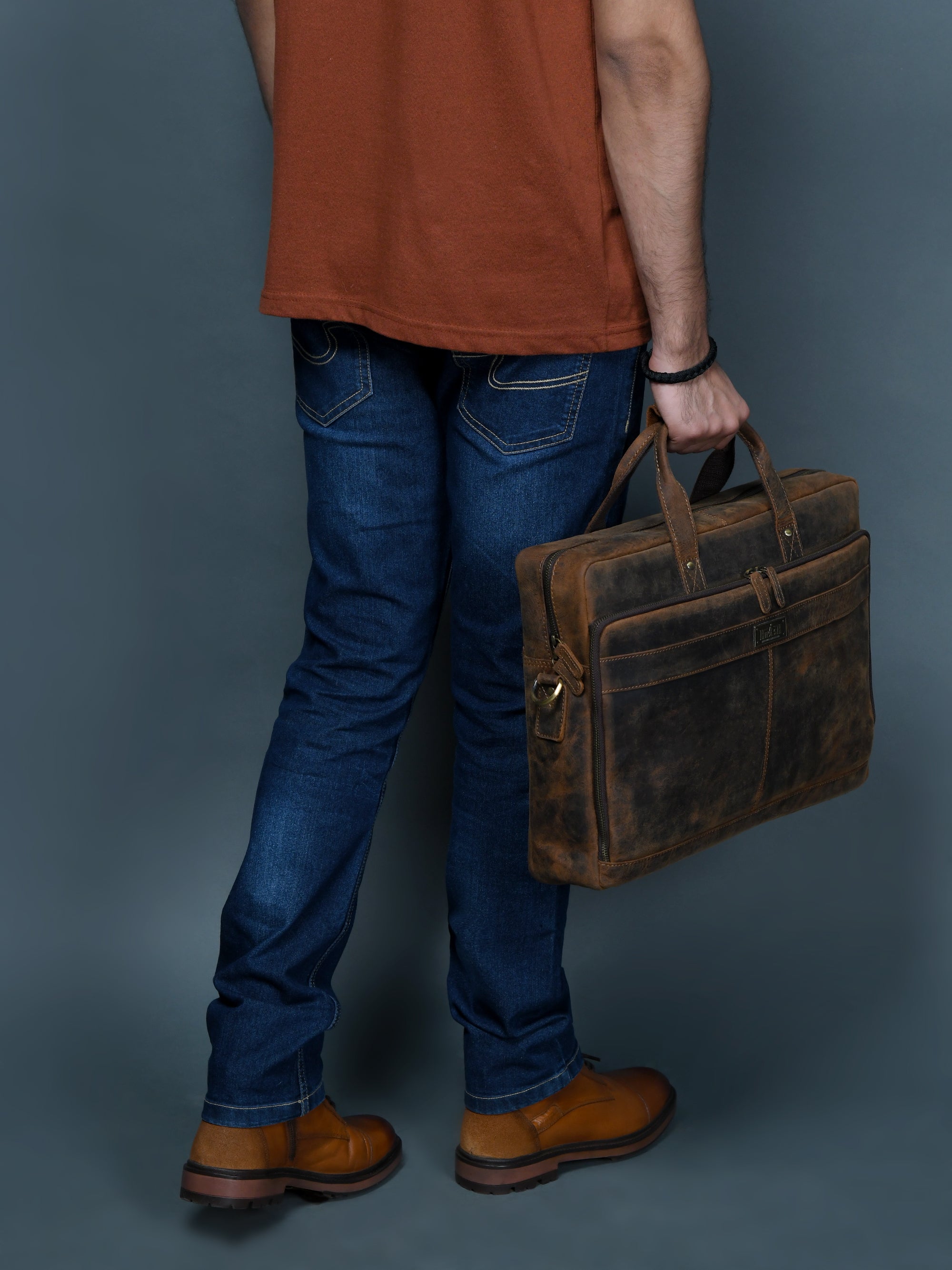 Classic Brown Leather Laptop Bag