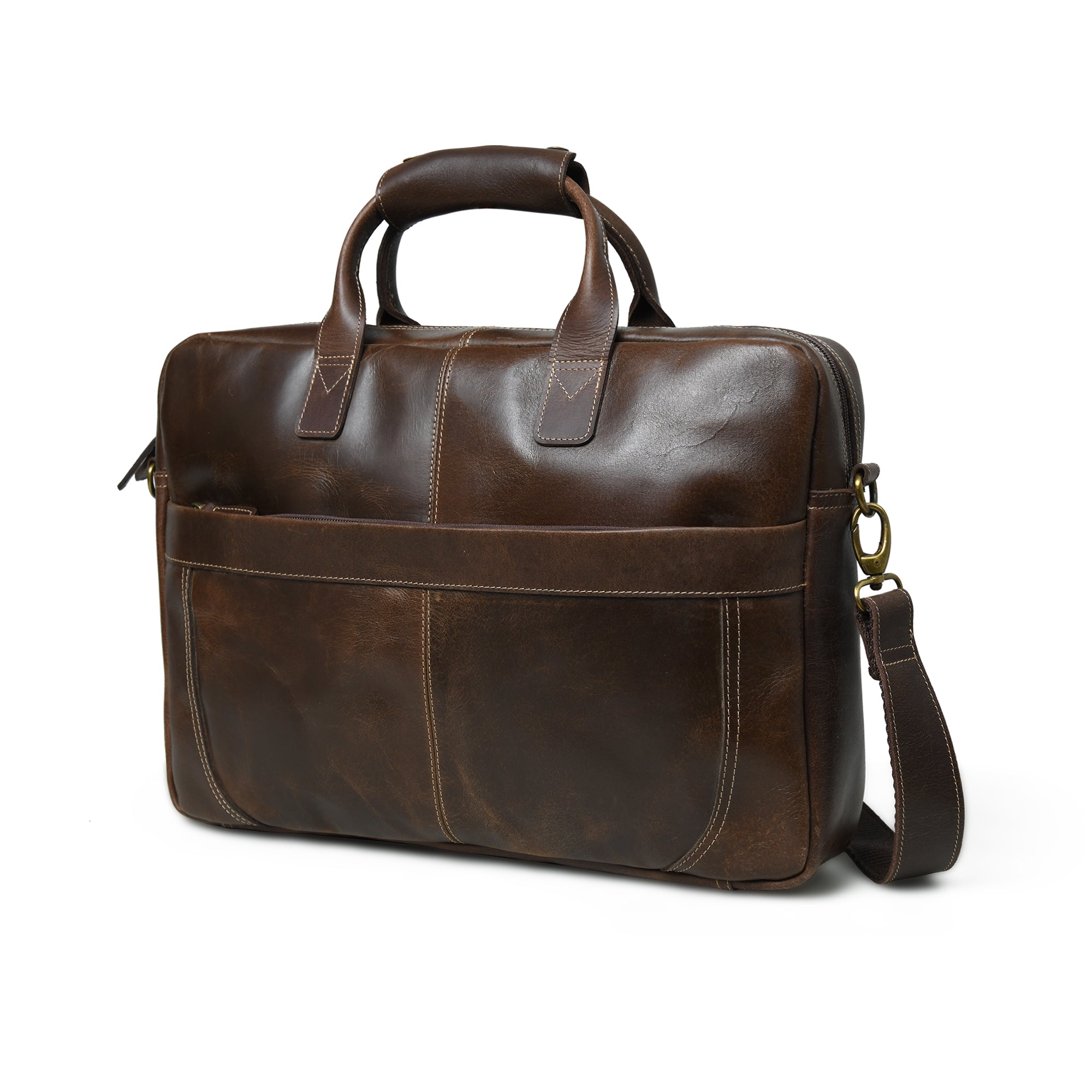 Sleek Dark Brown Leather Executive Briefcase