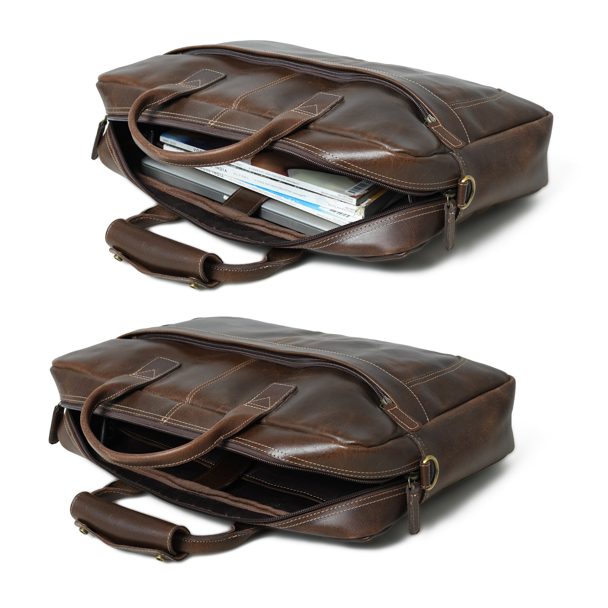 Sleek Dark Brown Leather Executive Briefcase