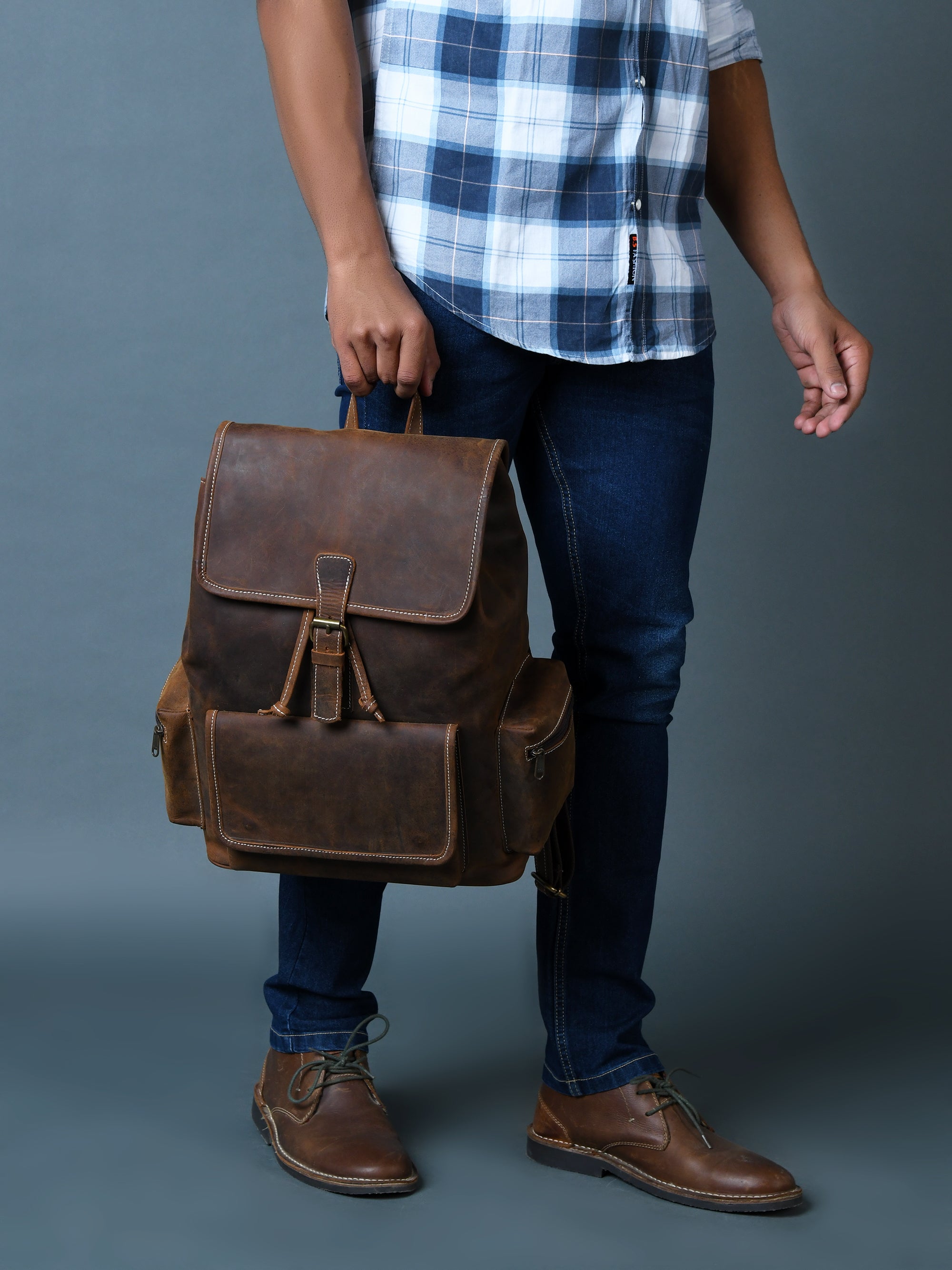 Pithoo Bafallo Vintage Leather Backpack