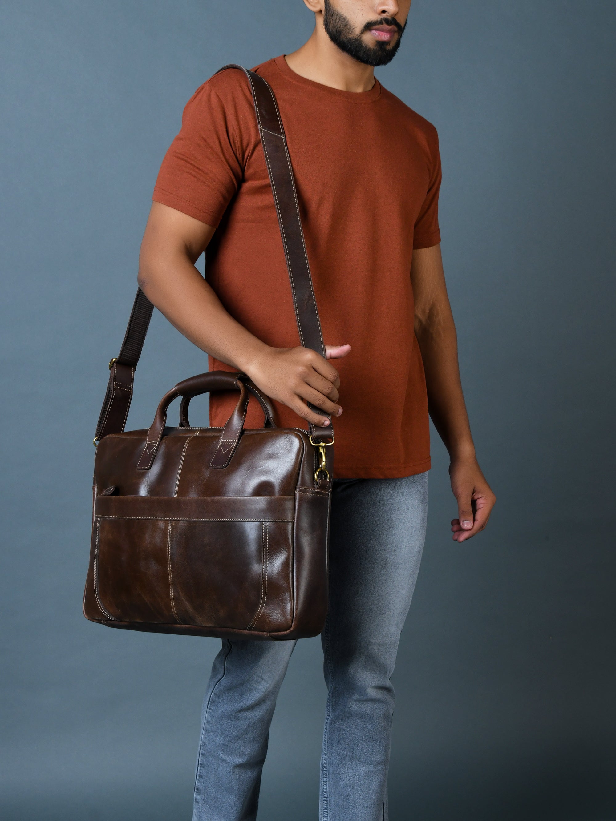 Sleek Dark Brown Leather Executive Briefcase