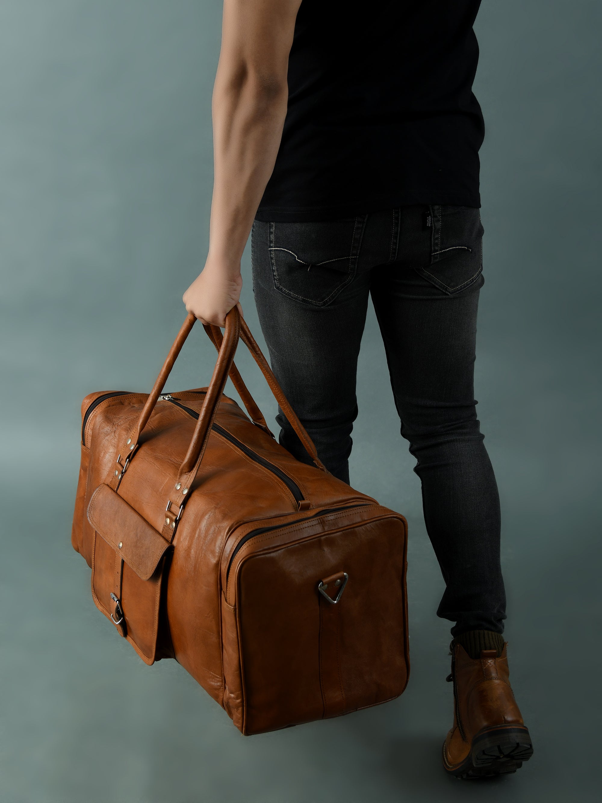Genuine Leather Overnight Weekend Duffle Bag