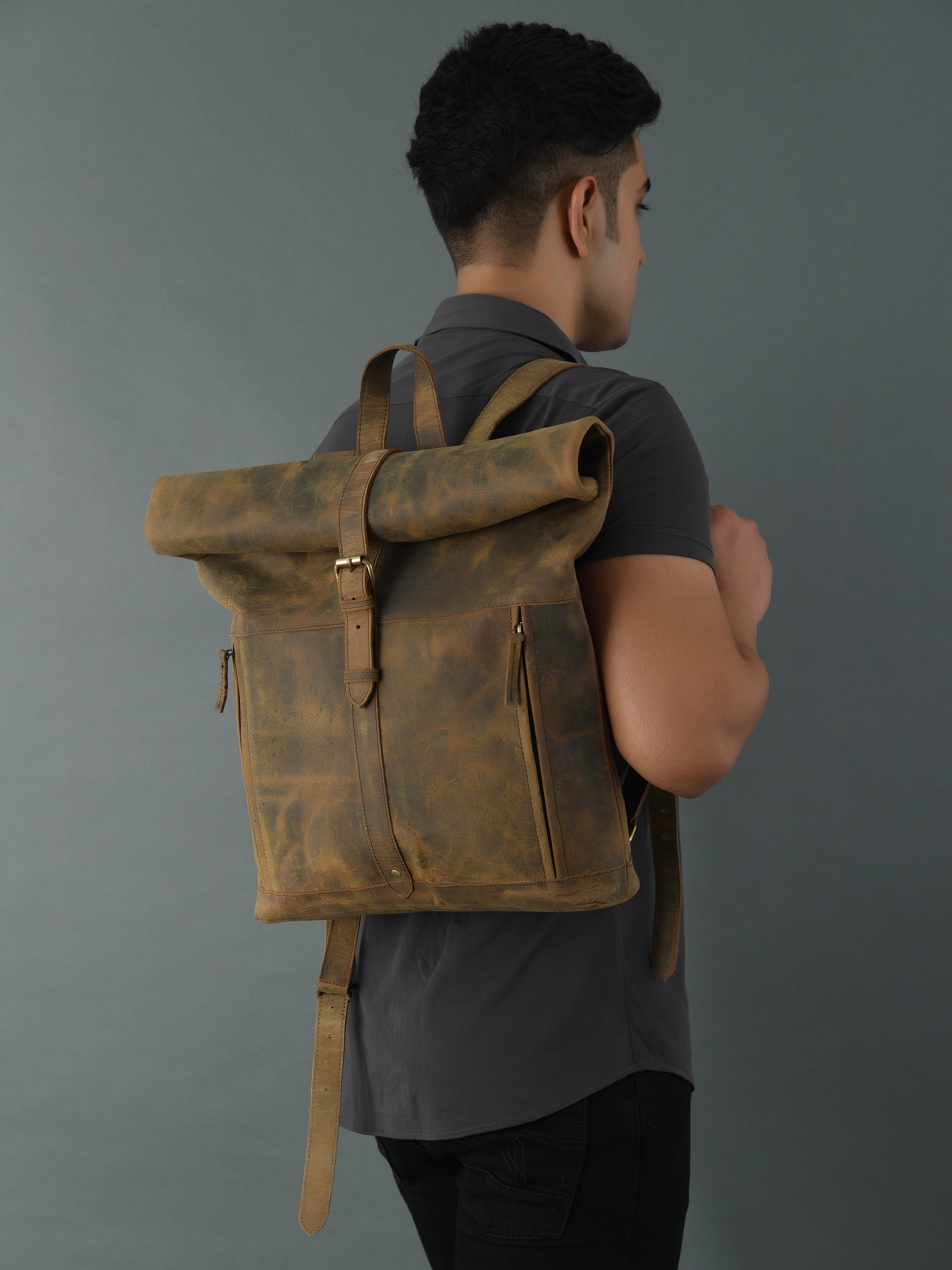 Roll‑Mud Full‑Grain Goat Leather Backpack