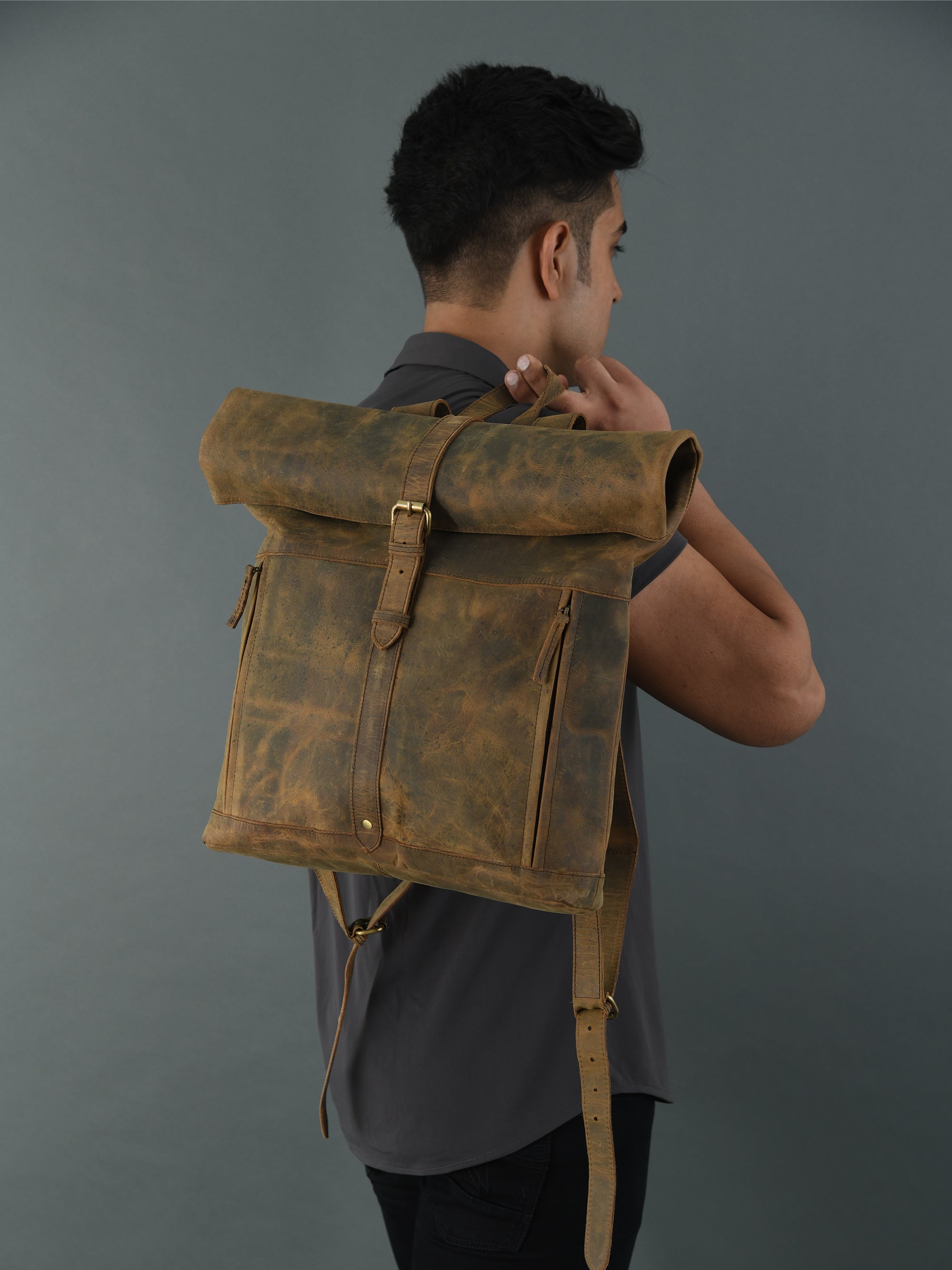 Roll‑Mud Full‑Grain Goat Leather Backpack