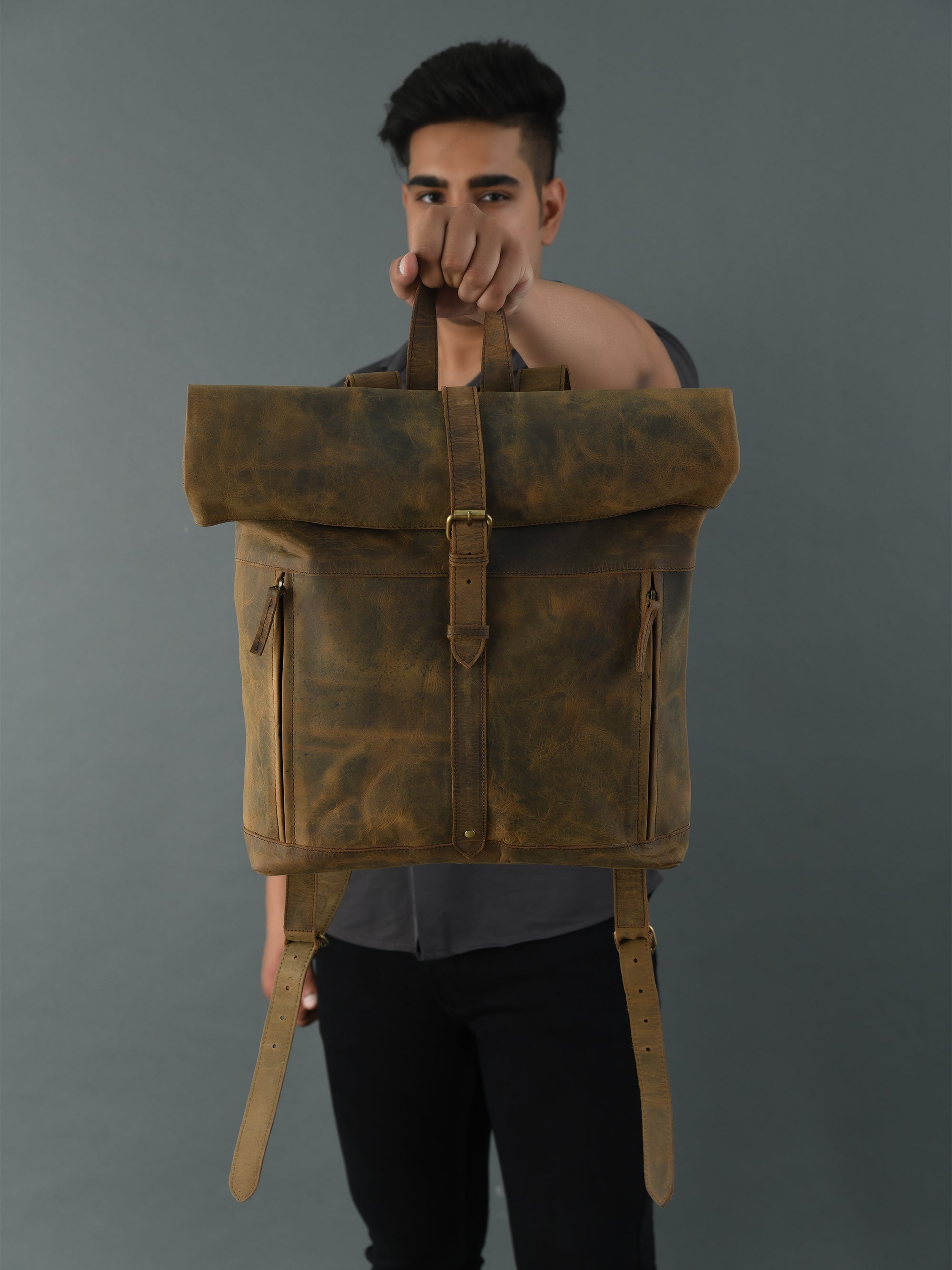 Roll‑Mud Full‑Grain Goat Leather Backpack