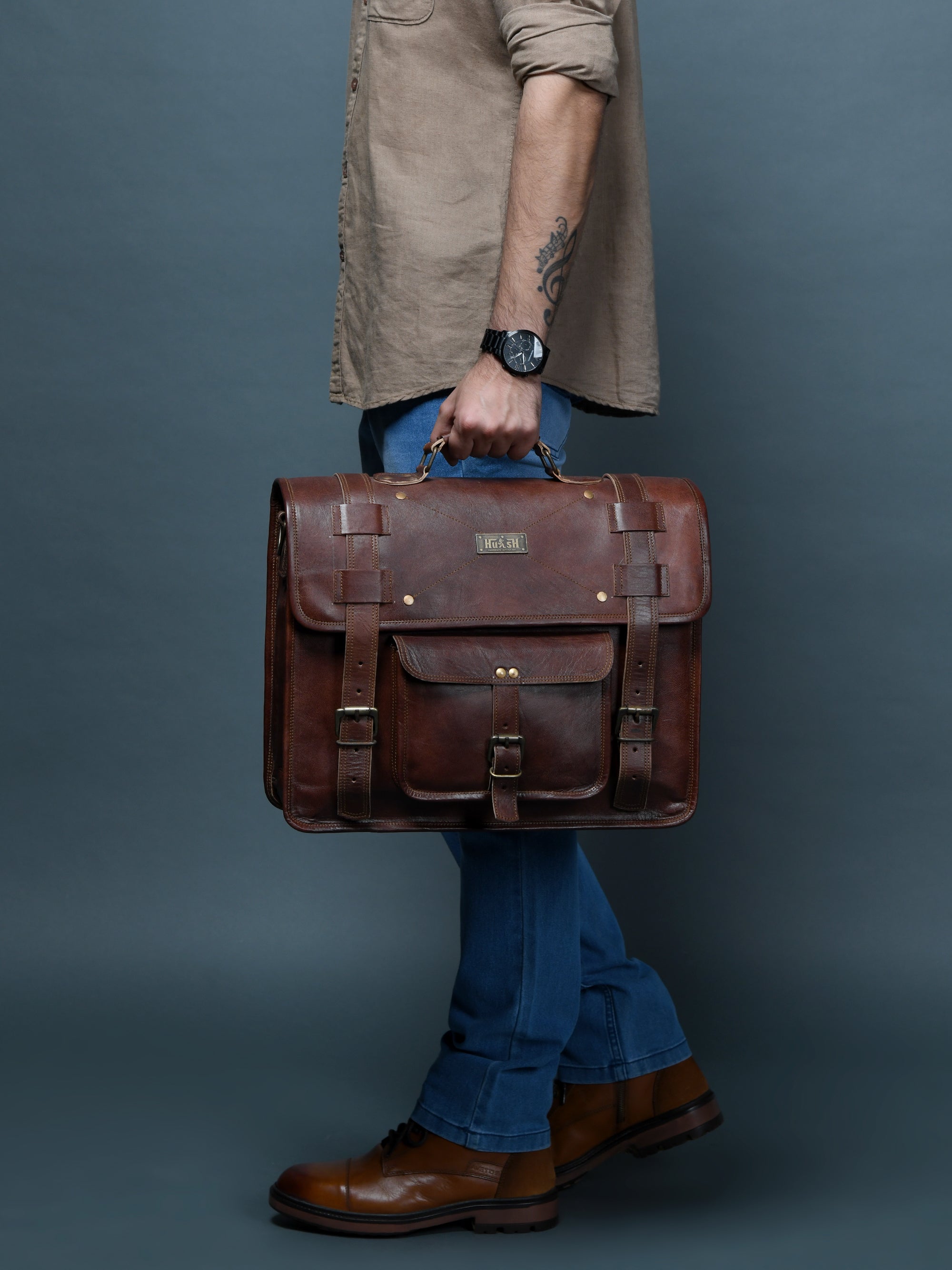 Rich Brown Vintage Leather Messenger Bag