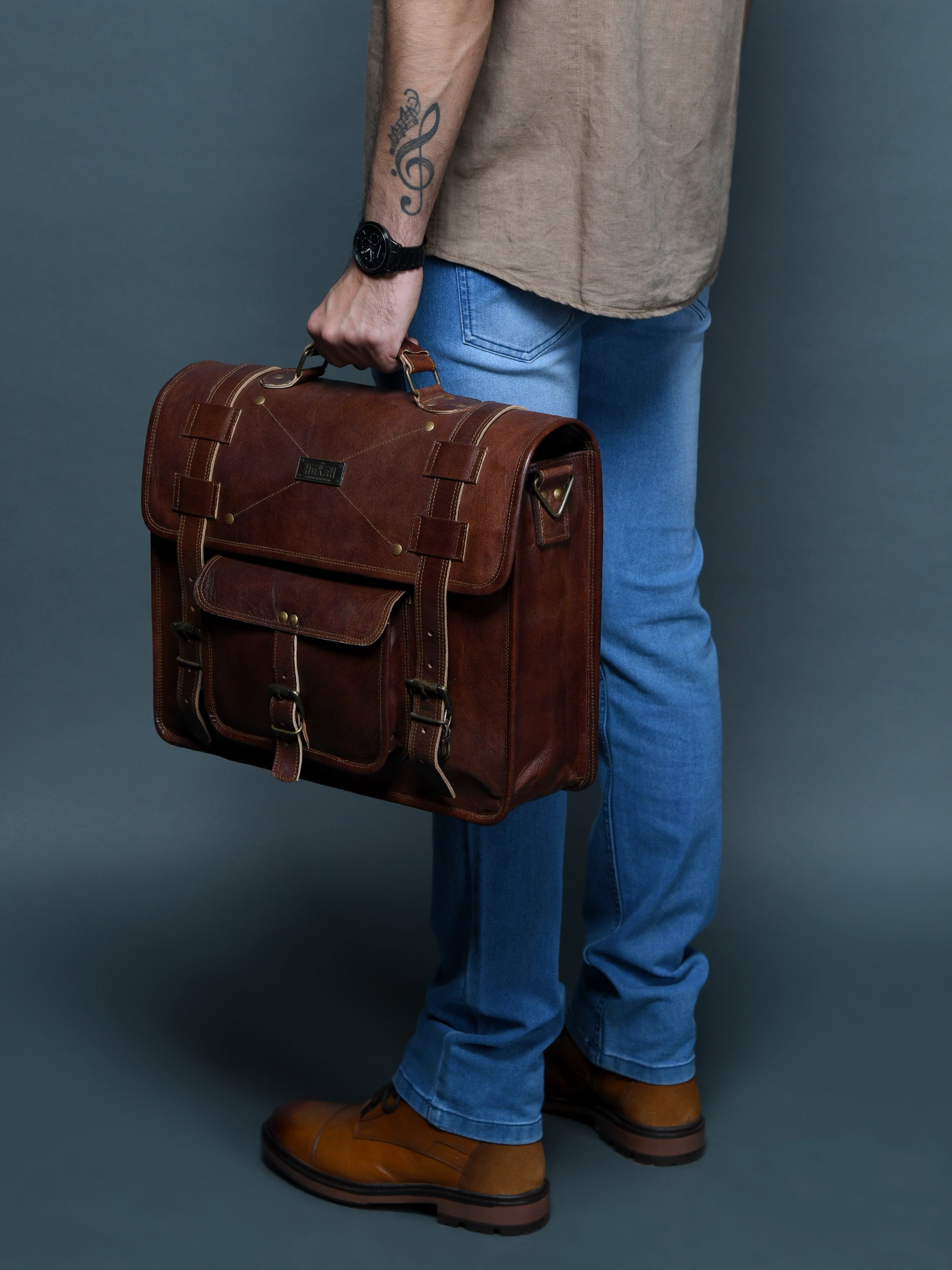 Rich Brown Vintage Leather Messenger Bag