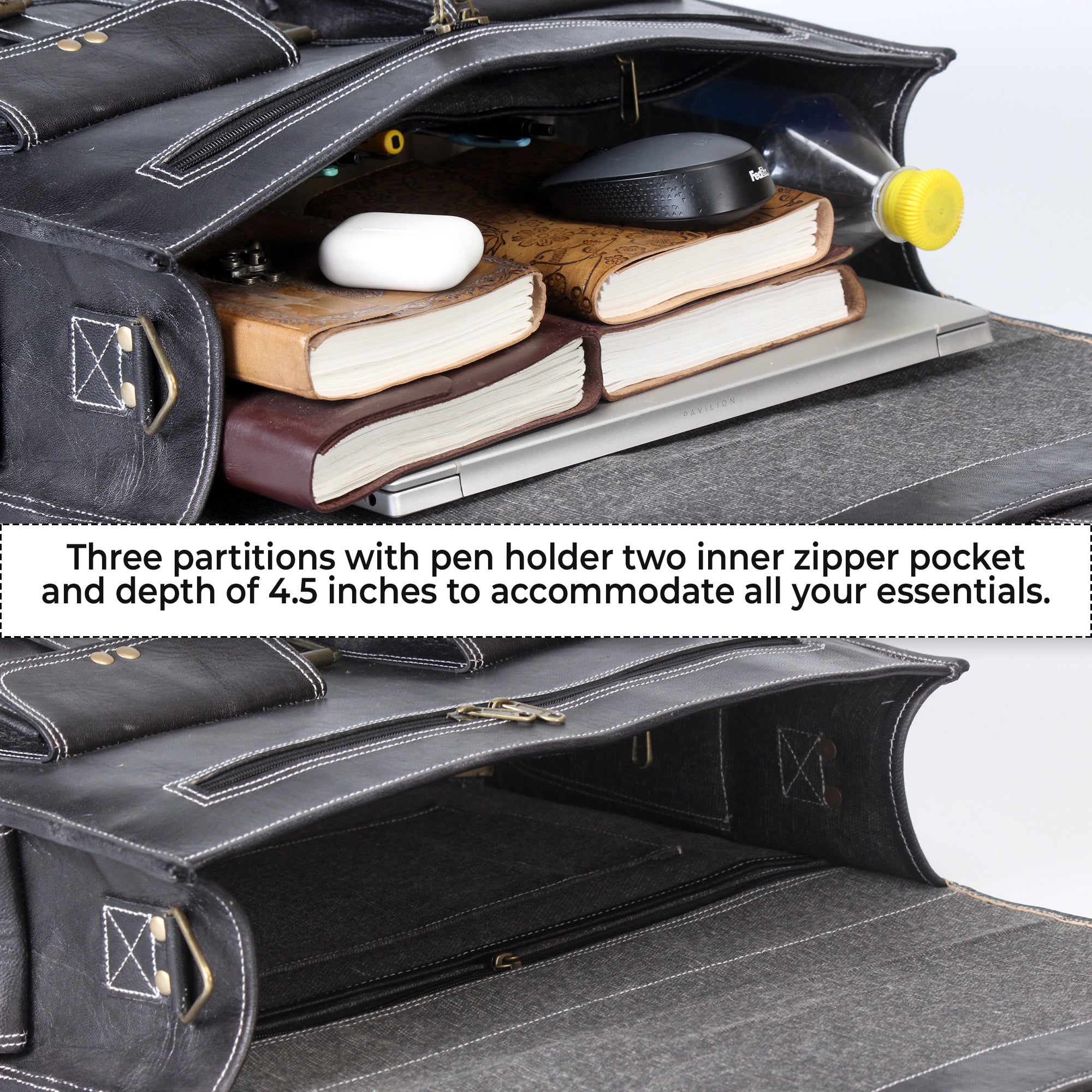 DL Black Leather Messenger Bag