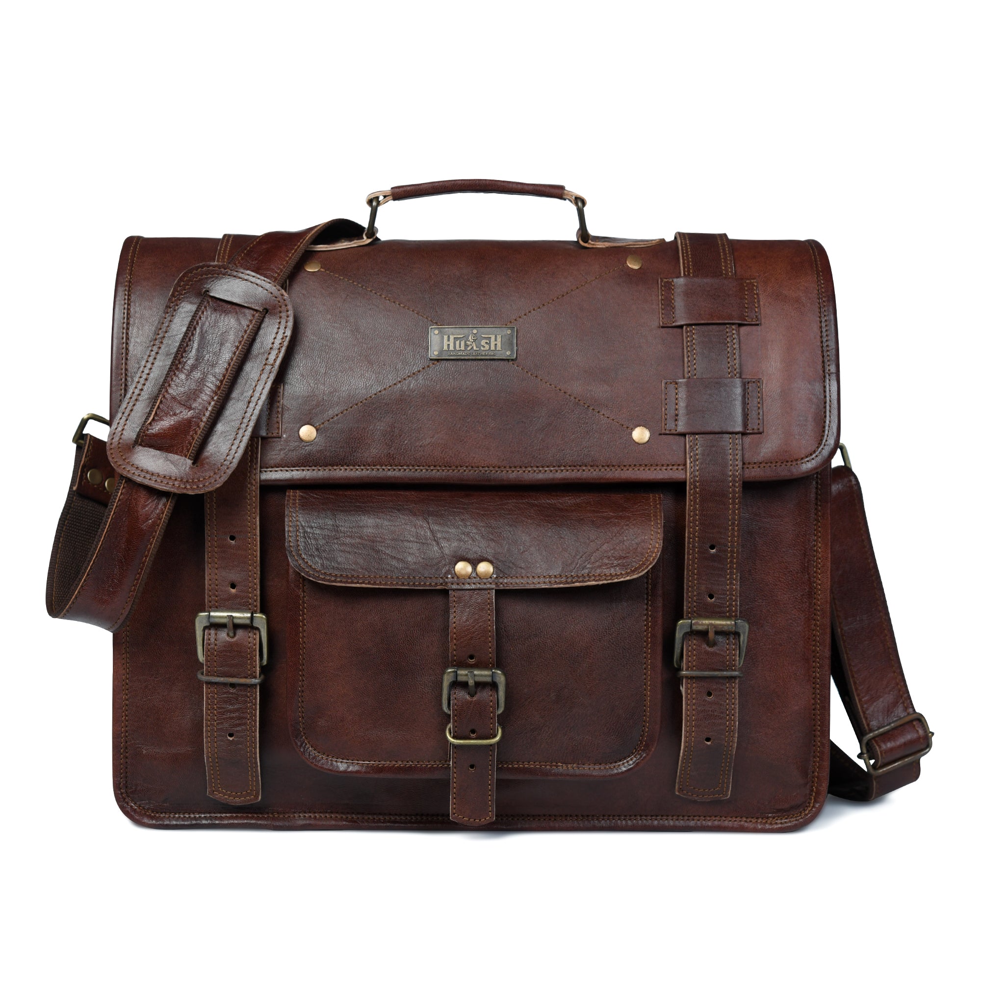 Rich Brown Vintage Leather Messenger Bag