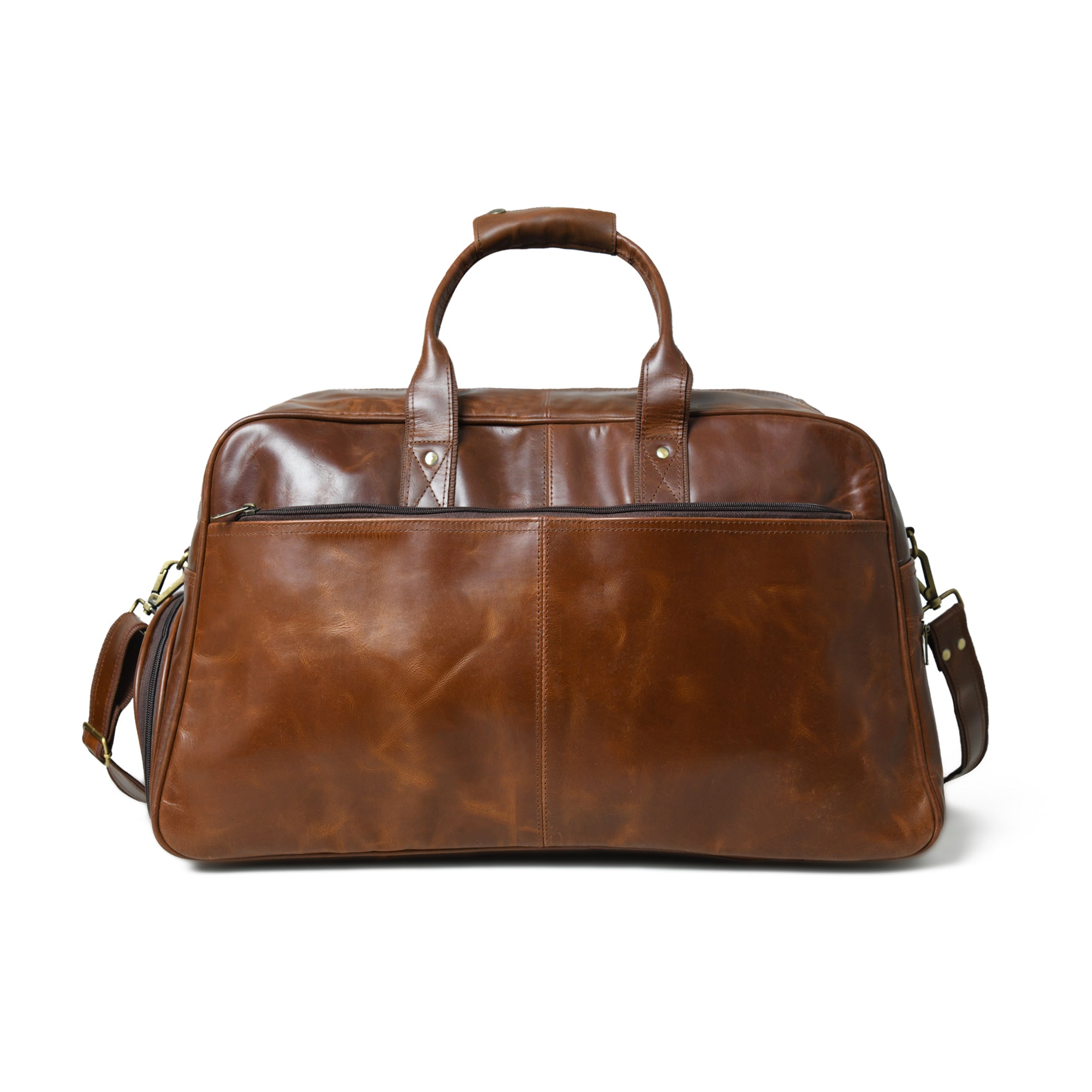 Classic Dark Brown Leather Travel Duffel Bag