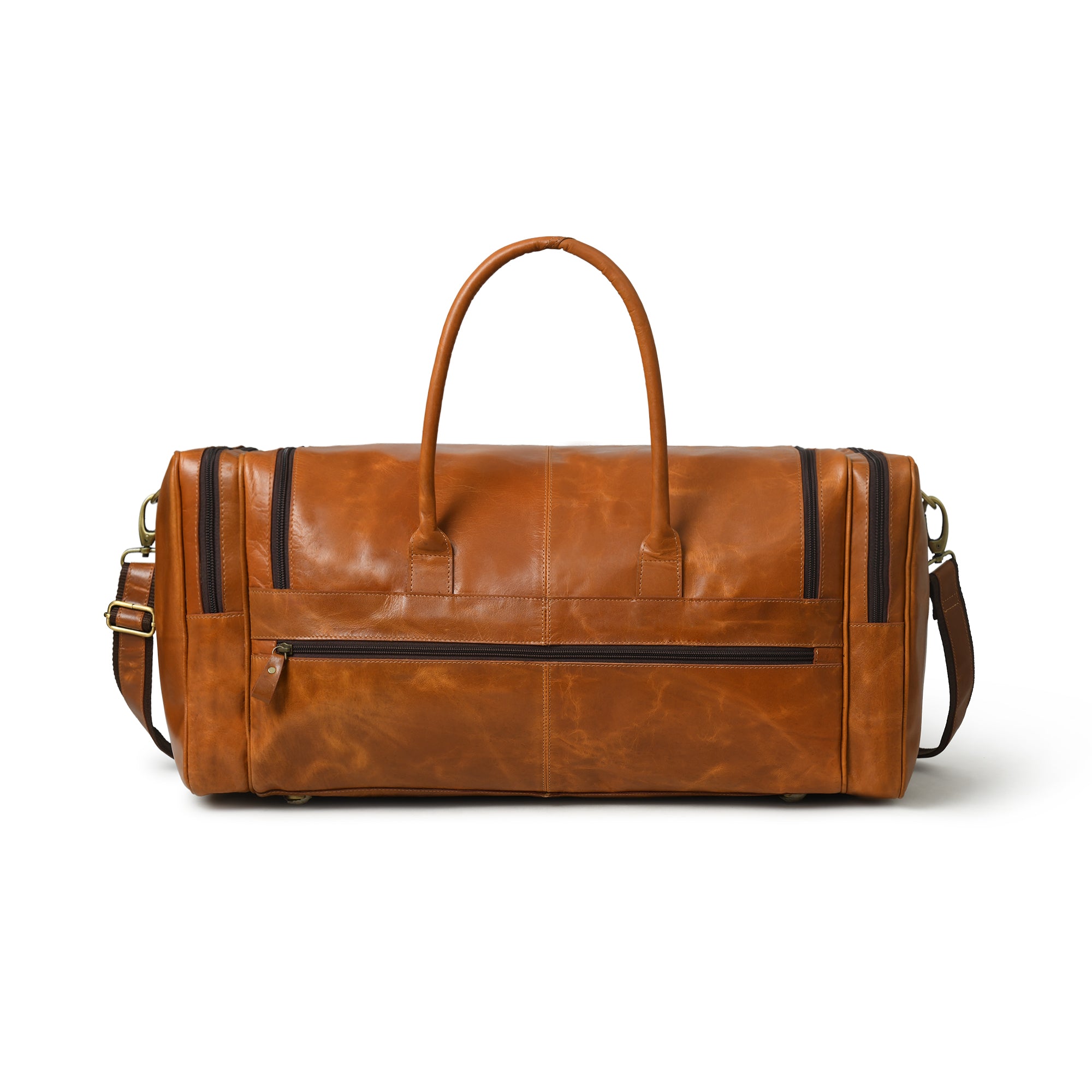 Spacious Dark Brown Leather Travel Duffel Bag