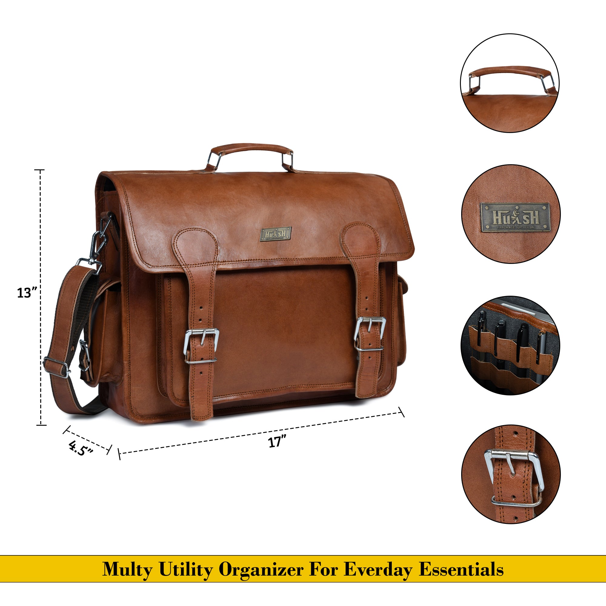 Classic Brown Leather Messenger Bag