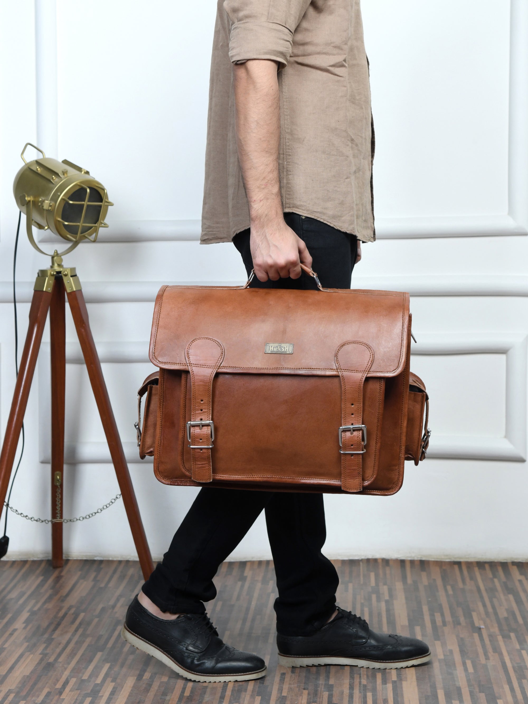 Classic Brown Leather Messenger Bag