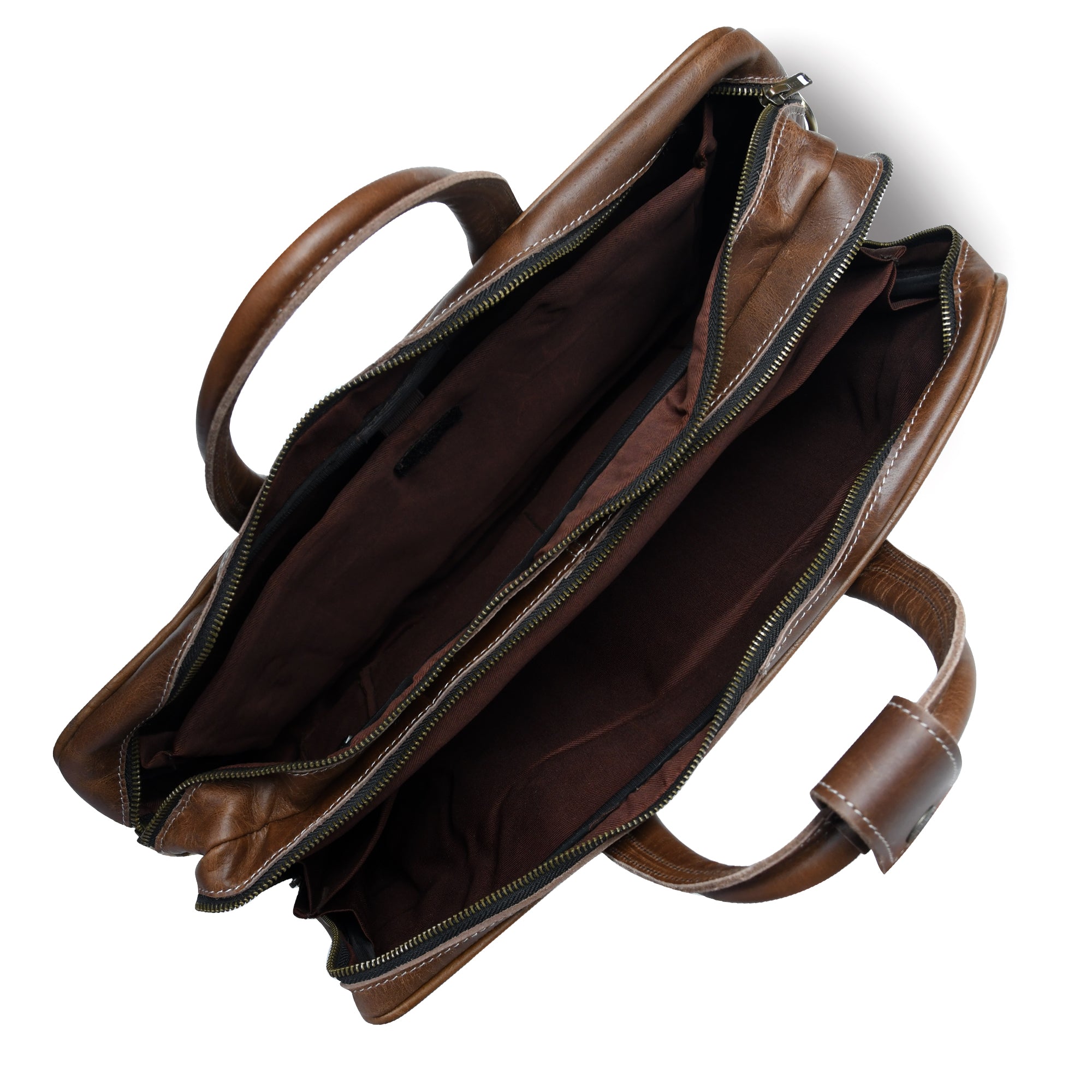 Elegant Dark Brown Leather Flap Briefcase