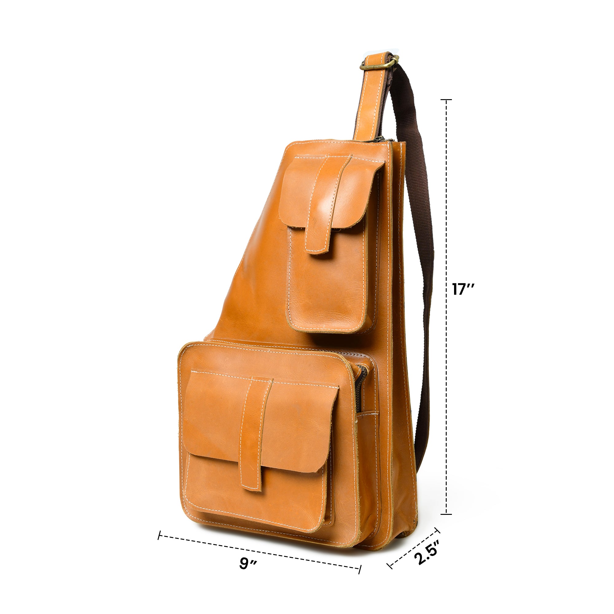 Yellow Leather Crossbody Sling Bag