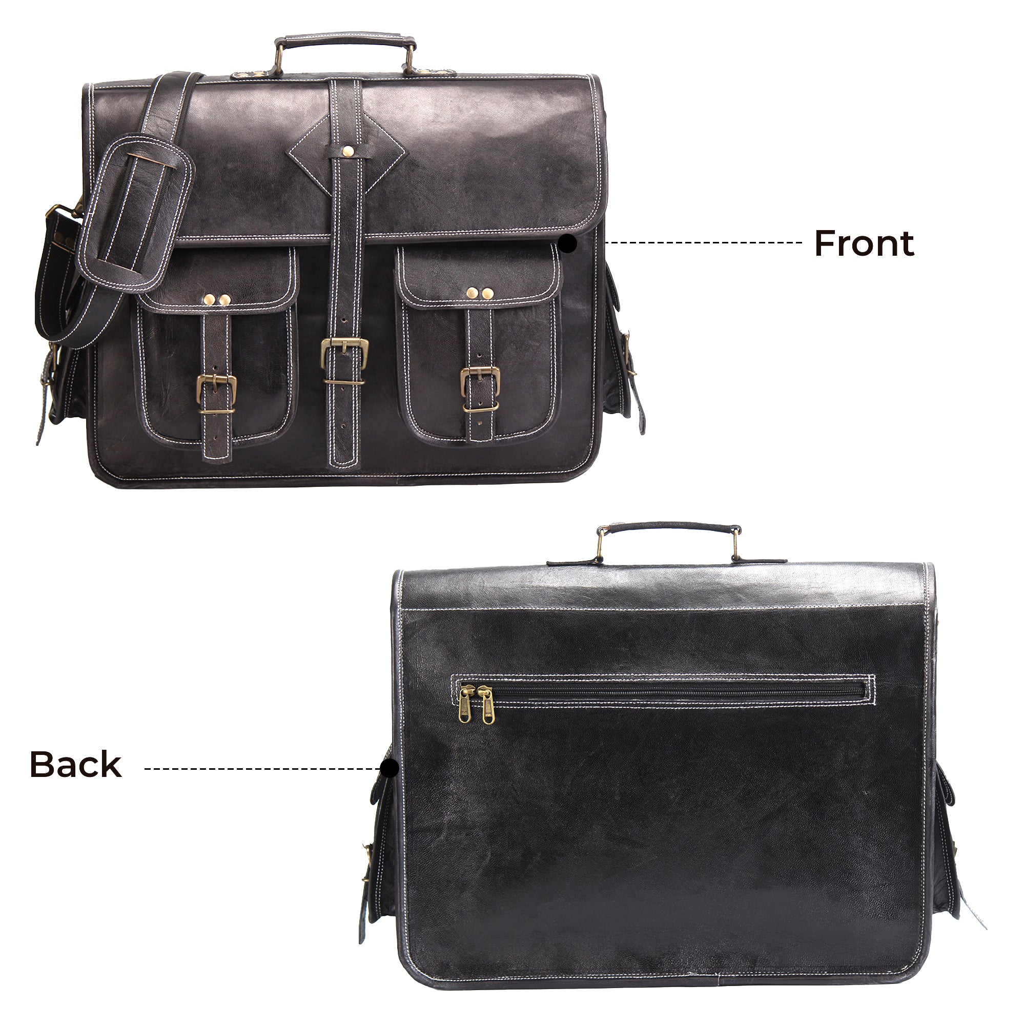 DL Black Leather Messenger Bag