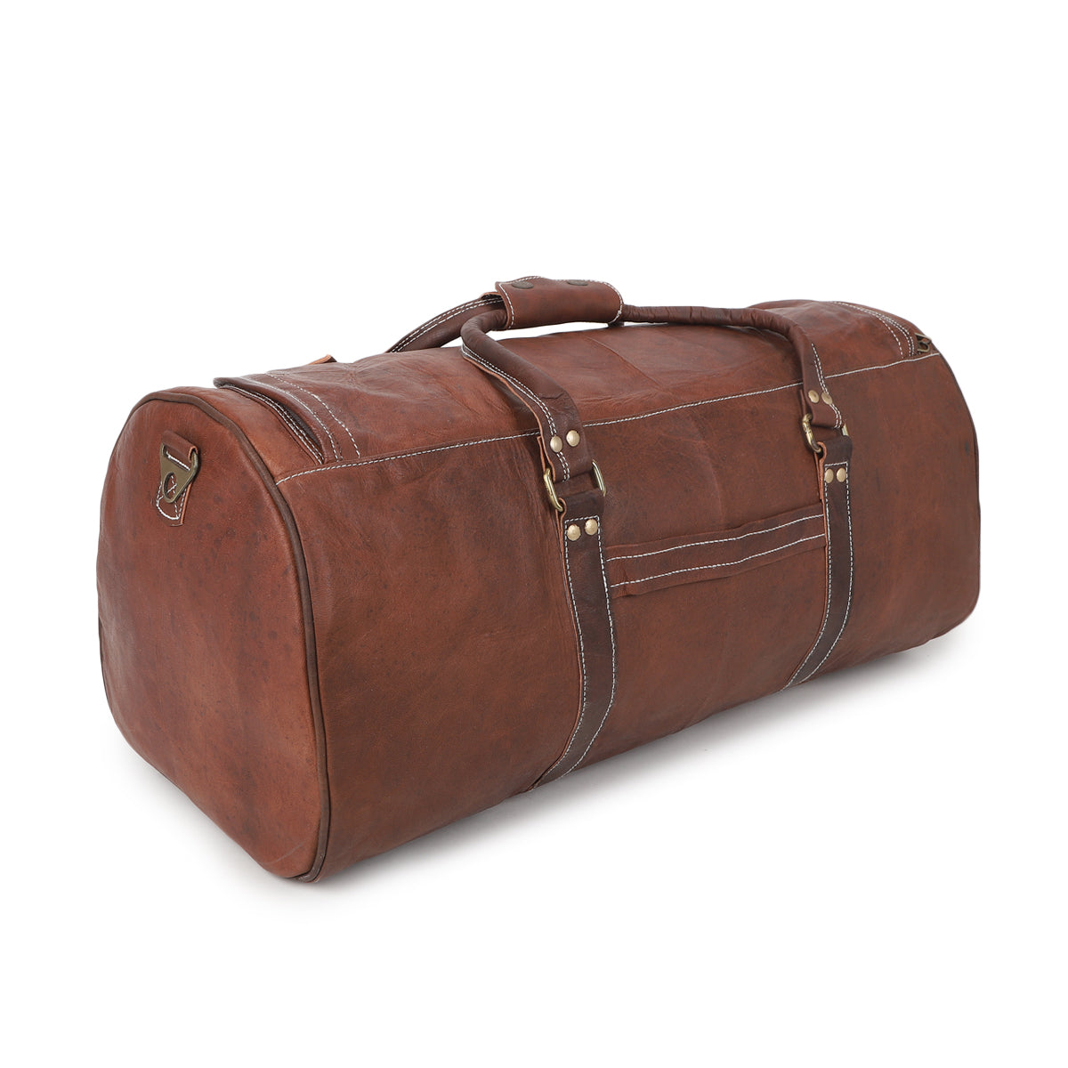 Rugged Leather Multi-Pocket Travel Duffel Bag