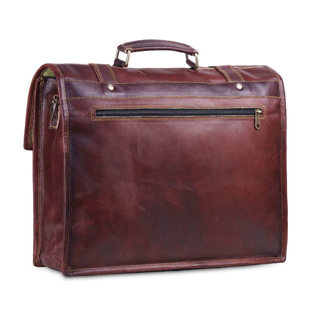 Cherry red Leather Briefcase bag for men 18 inches