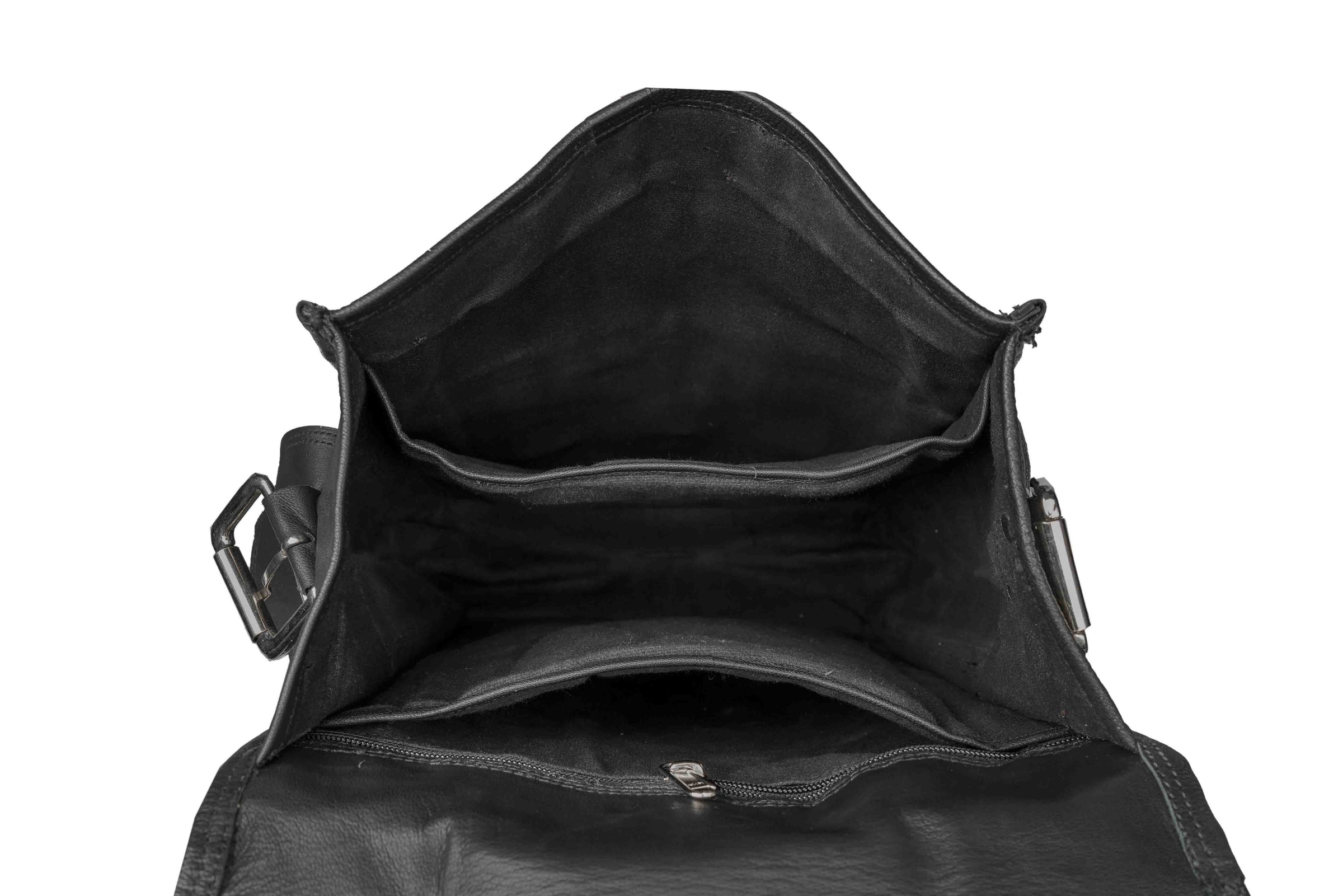 inside view of leather backpack