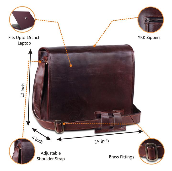 Full Flap Leather Satchel Bag