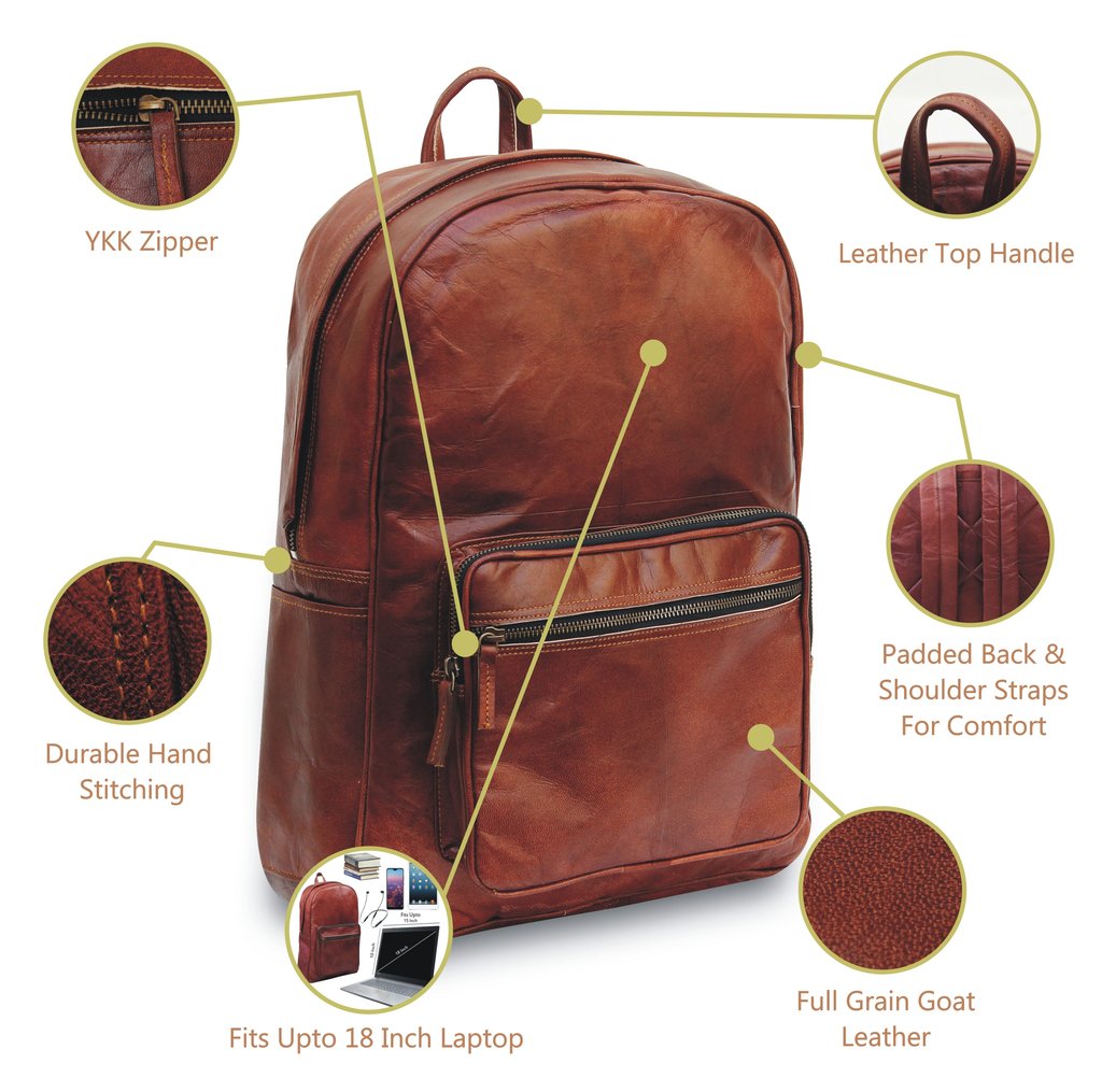multiple featured leather backpack