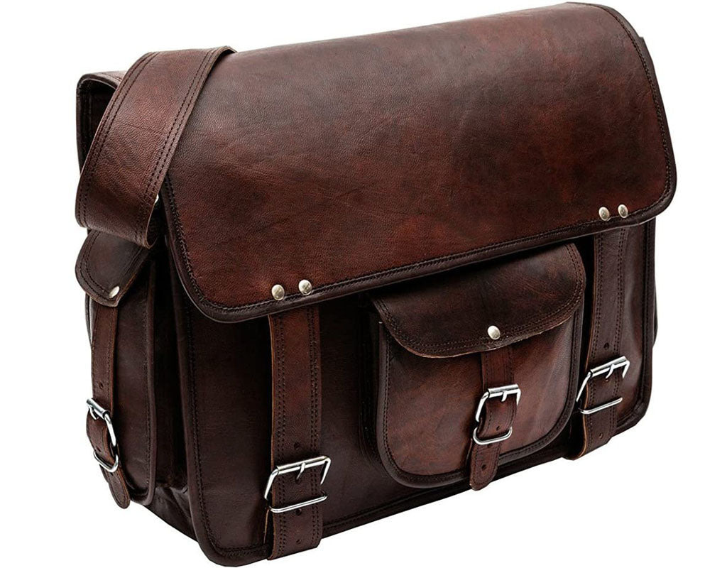 Retro Large Leather Messenger Bag
