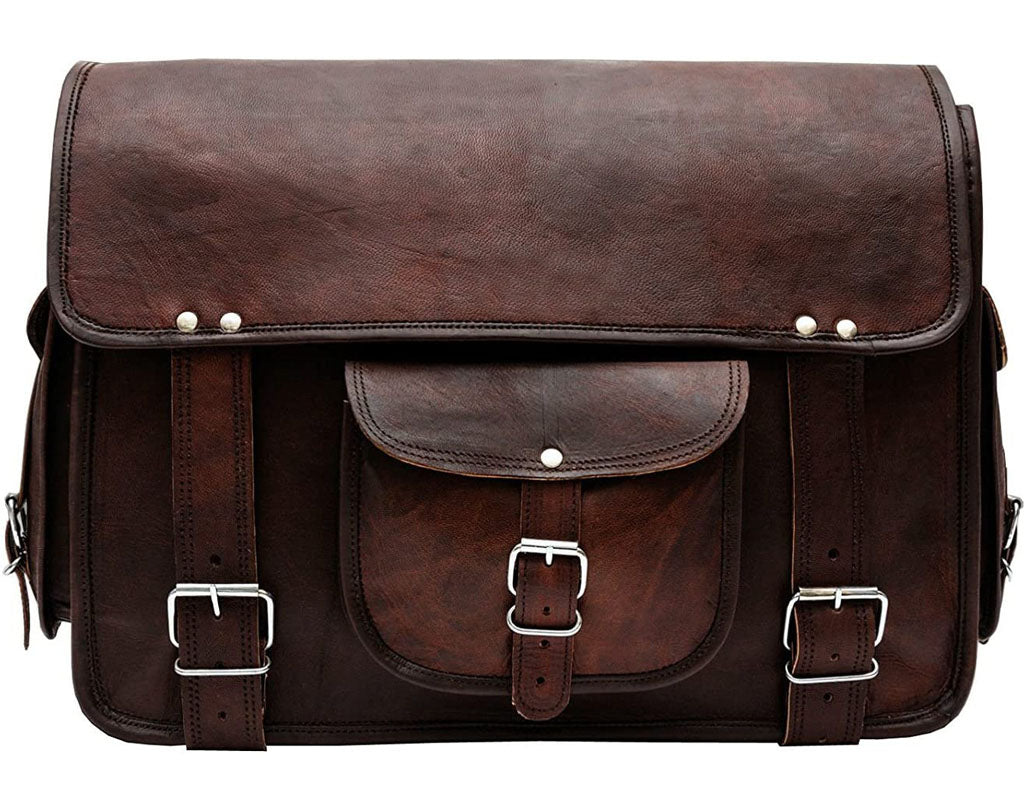 Retro Large Leather Messenger Bag