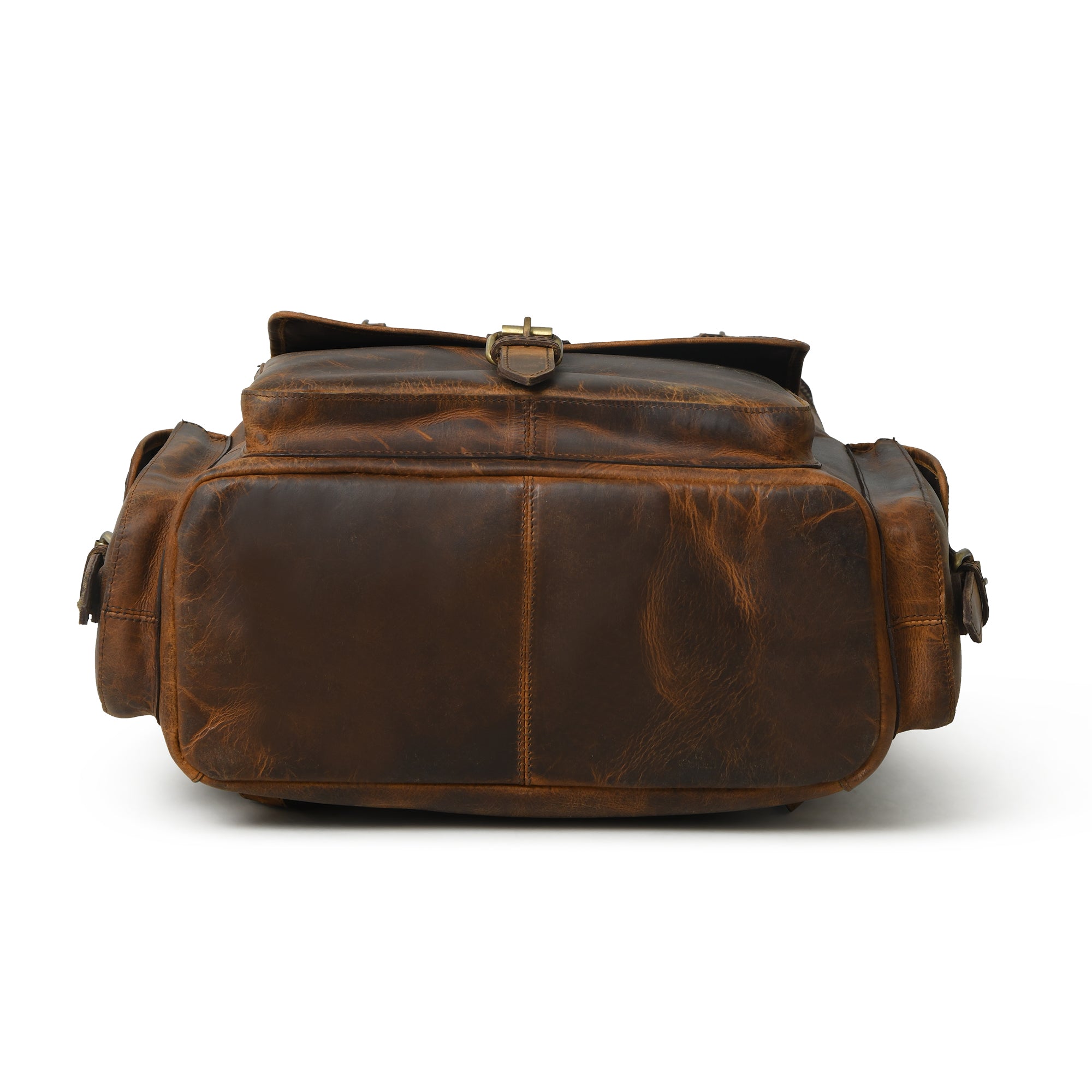 Solar Flare Brown Distressed Leather Backpack
