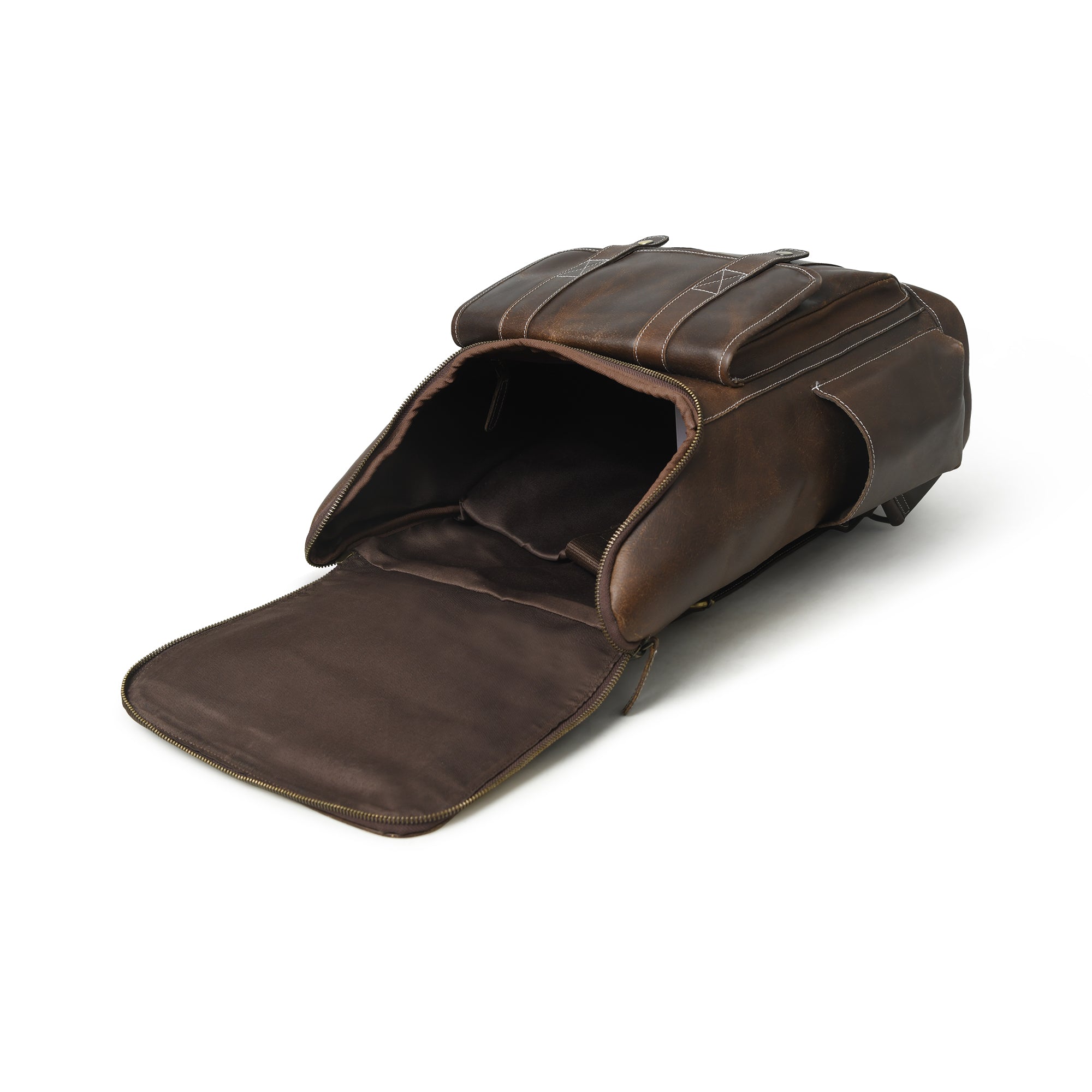 Vintage‑Style Full‑Grain Brown Leather Backpack