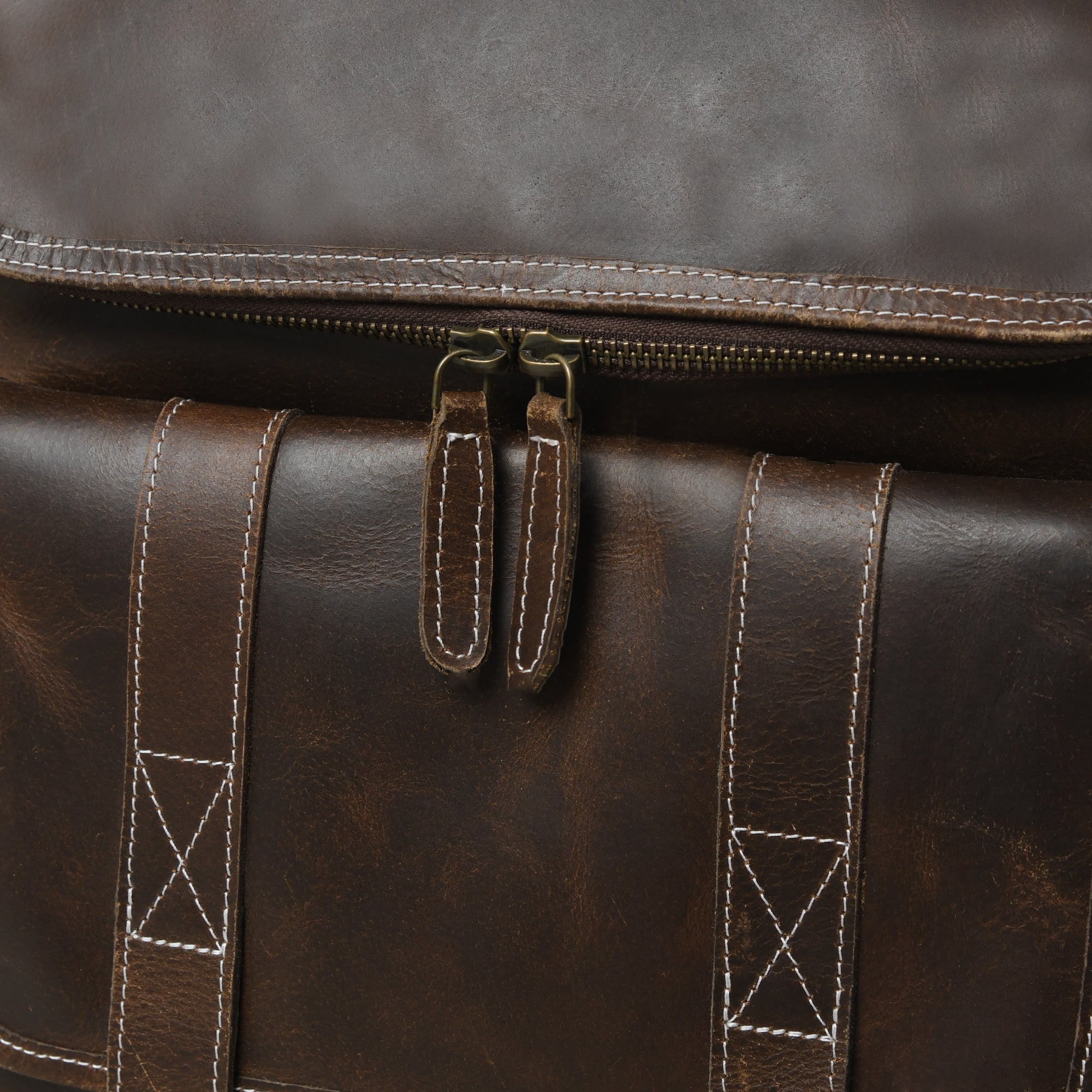Vintage‑Style Full‑Grain Brown Leather Backpack
