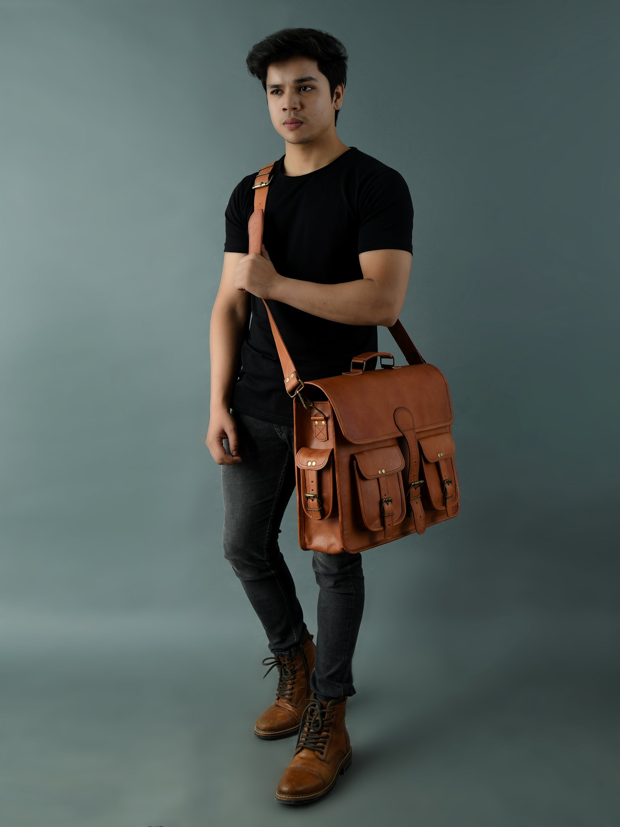 Classic Tan Leather Professional Flap Briefcase