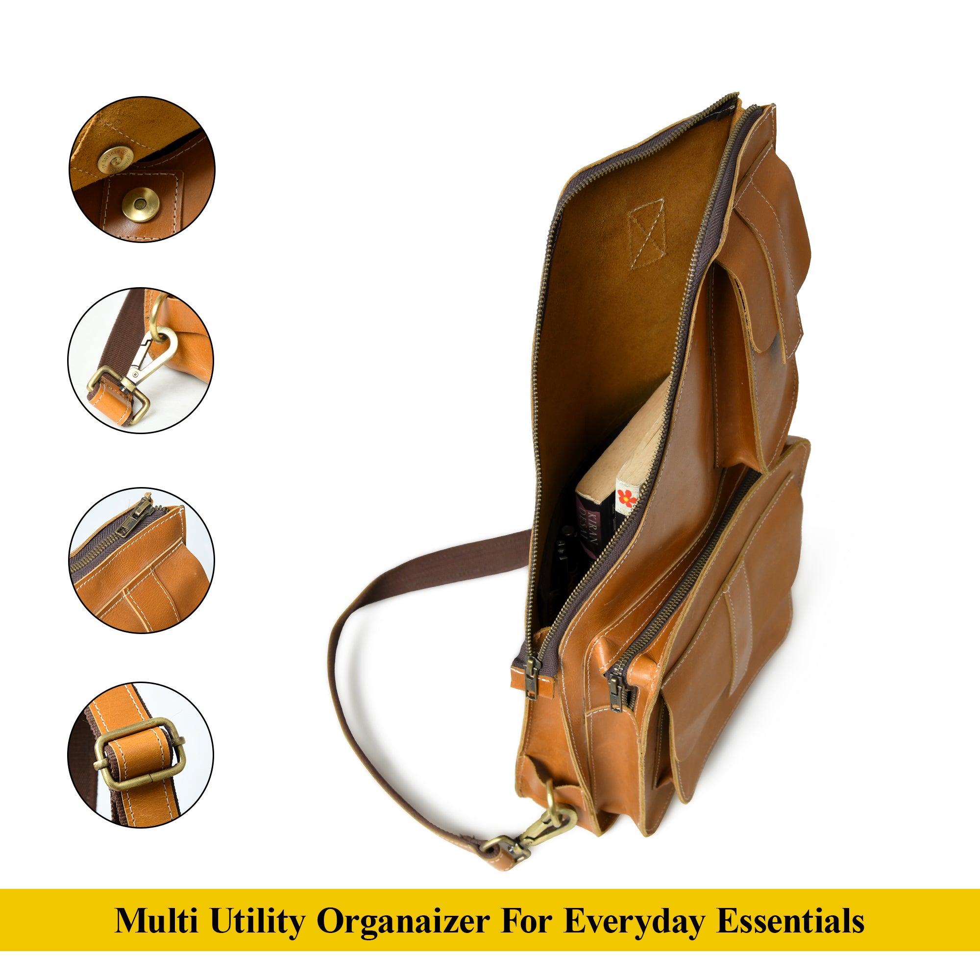 Yellow Leather Crossbody Sling Bag