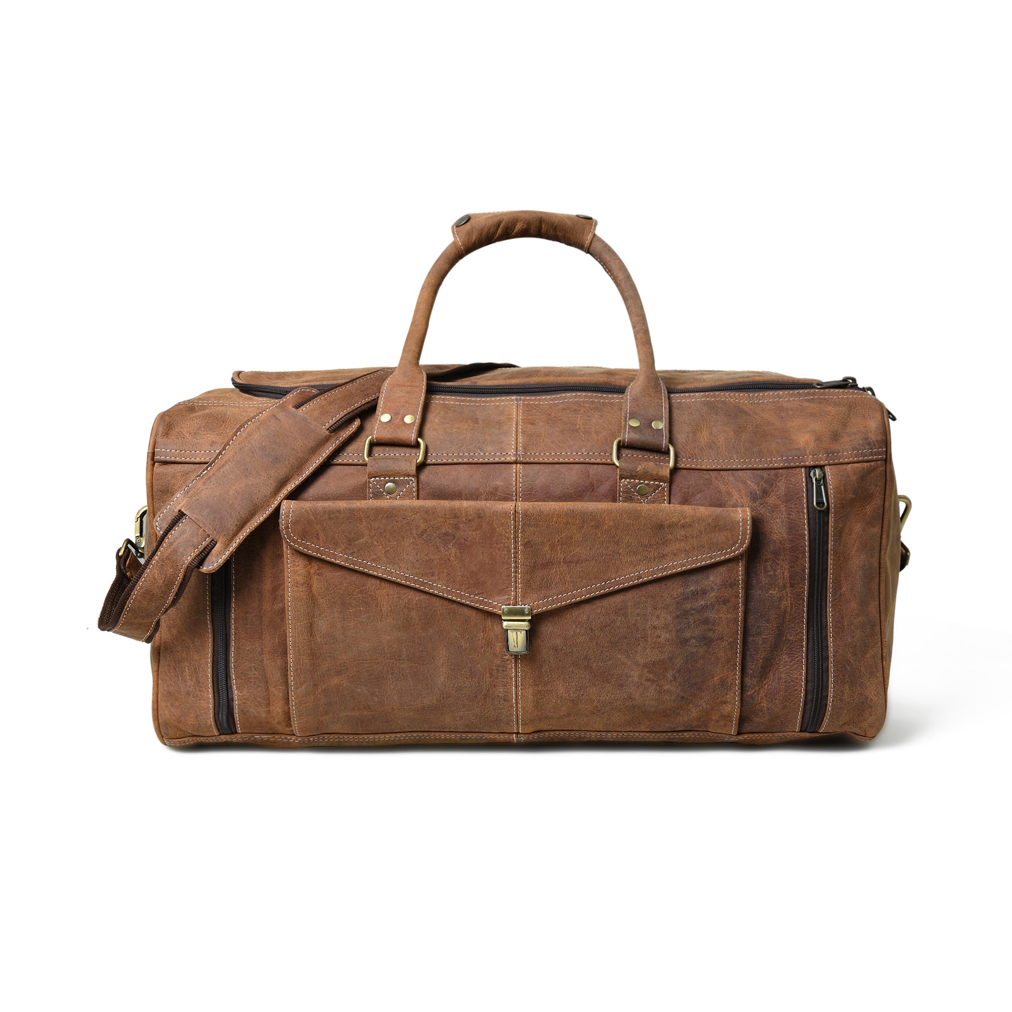 Rugged Hunter Leather U-Chain Travel Duffel Bag