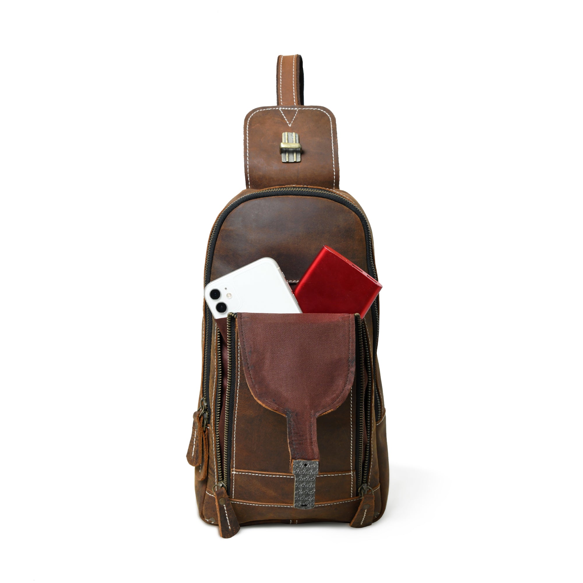 Stylish Brown Leather Crossbody Sling Bag