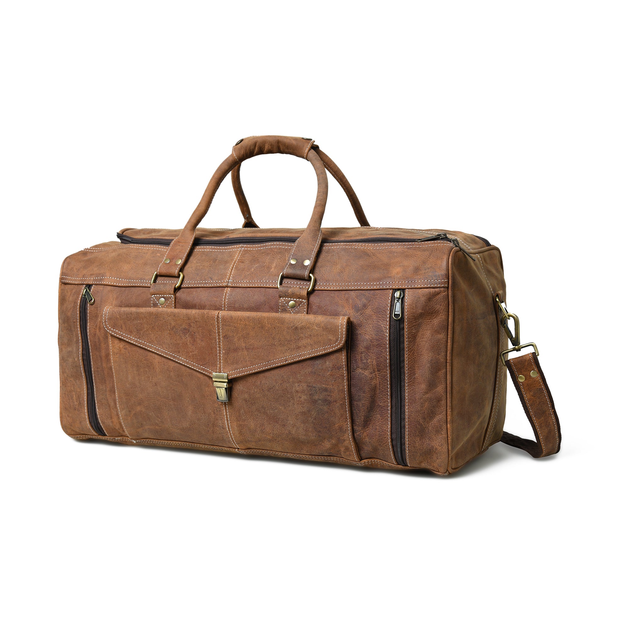 Rugged Hunter Leather U-Chain Travel Duffel Bag