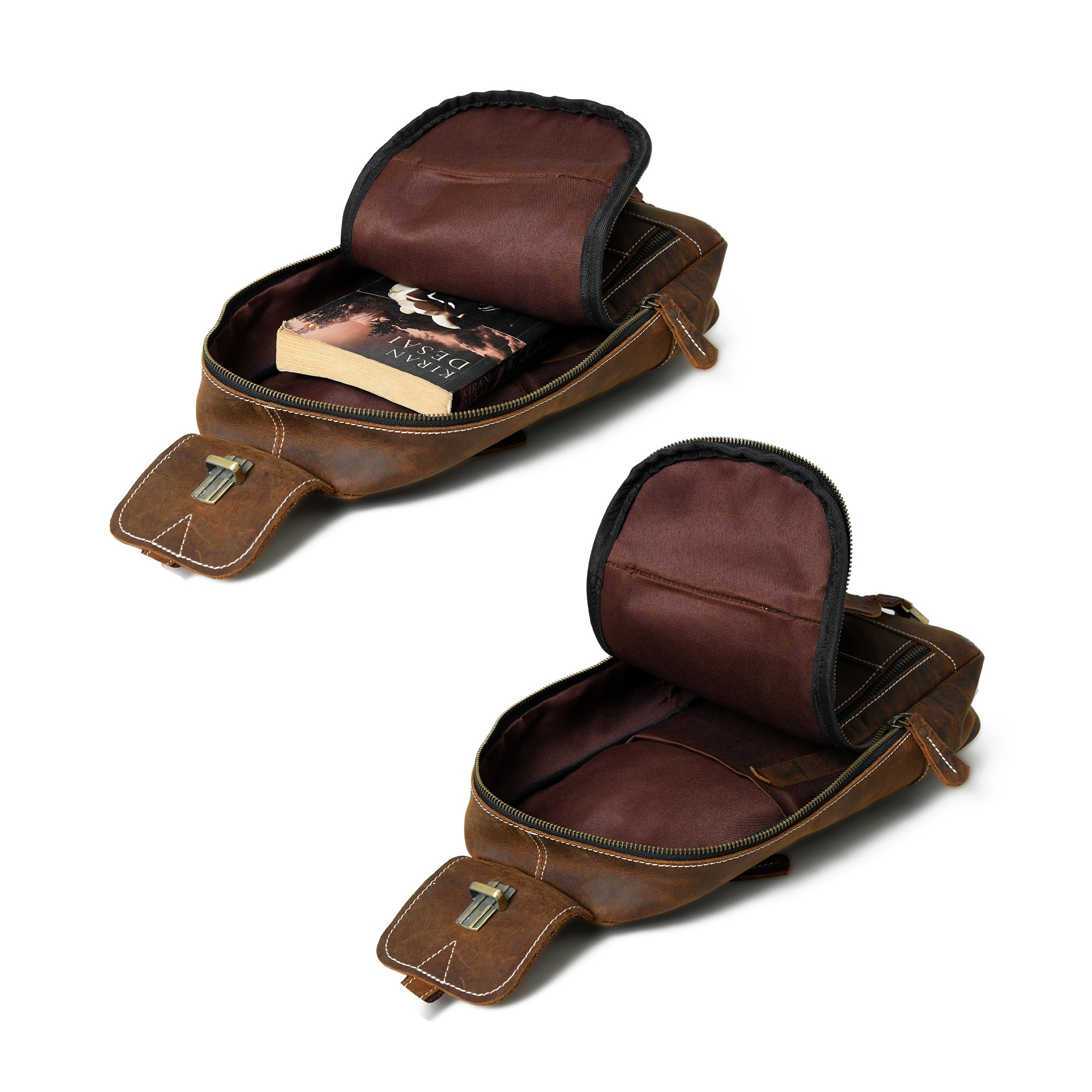 Stylish Brown Leather Crossbody Sling Bag