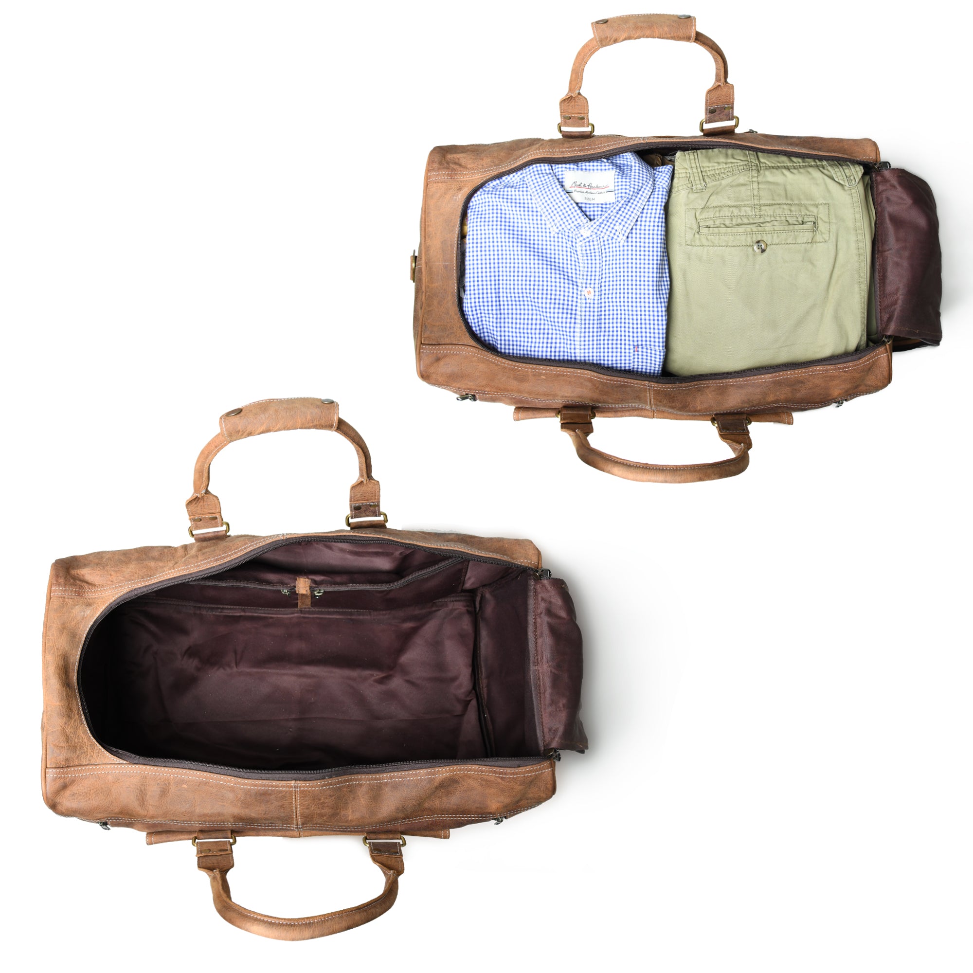 Rugged Hunter Leather U-Chain Travel Duffel Bag