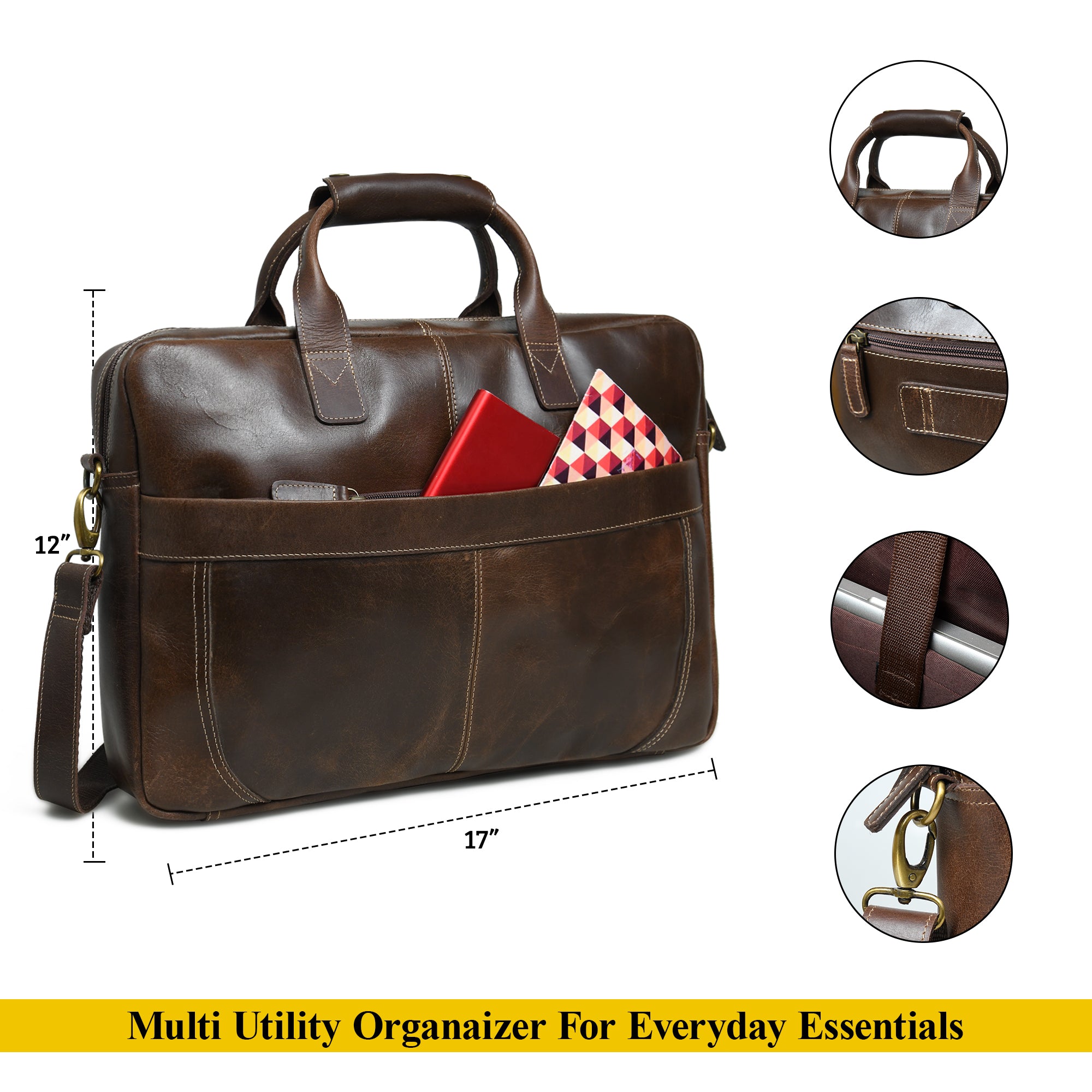 Sleek Dark Brown Leather Executive Briefcase