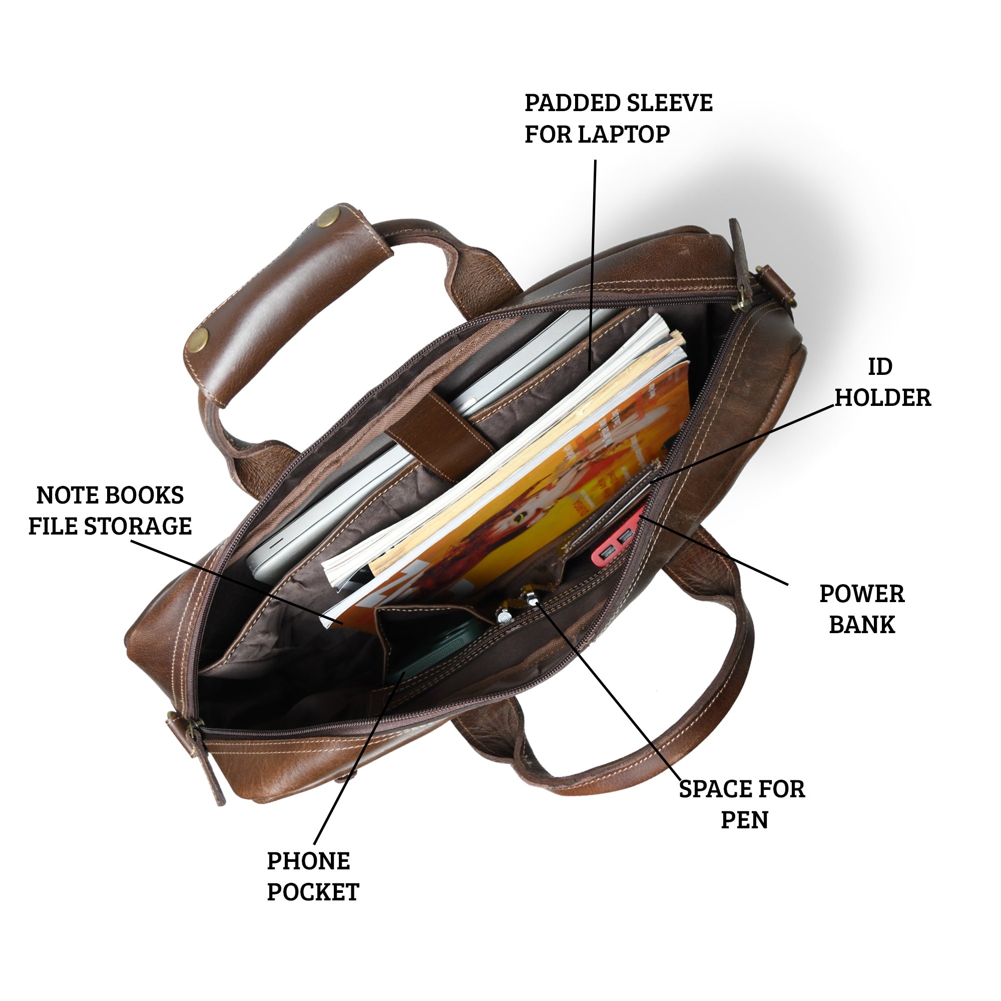 Sleek Dark Brown Leather Executive Briefcase