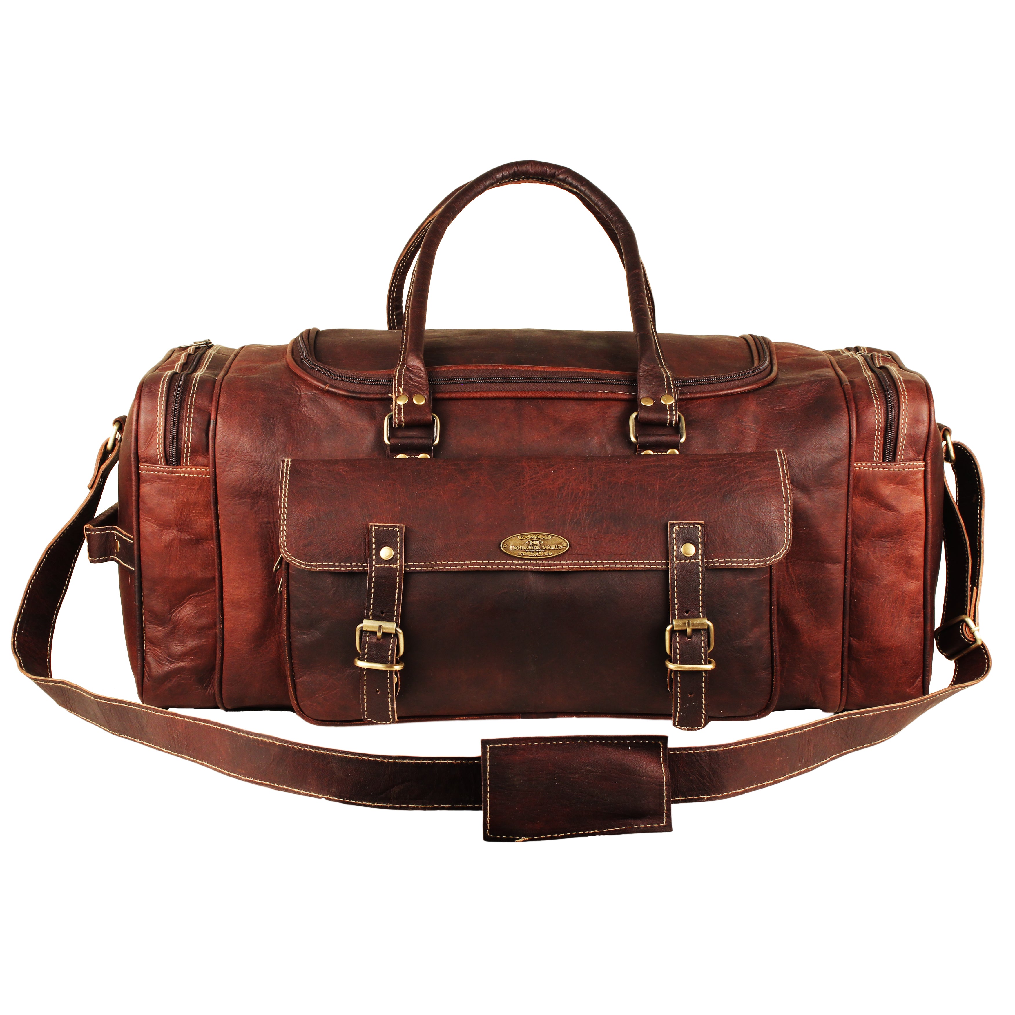 Rustic Leather Vintage Traveler's Duffel Bag