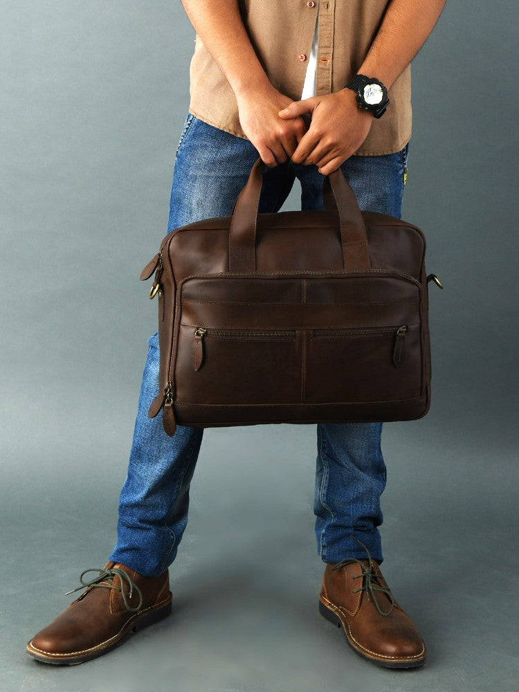 Dark Brown Leather Laptop Bag