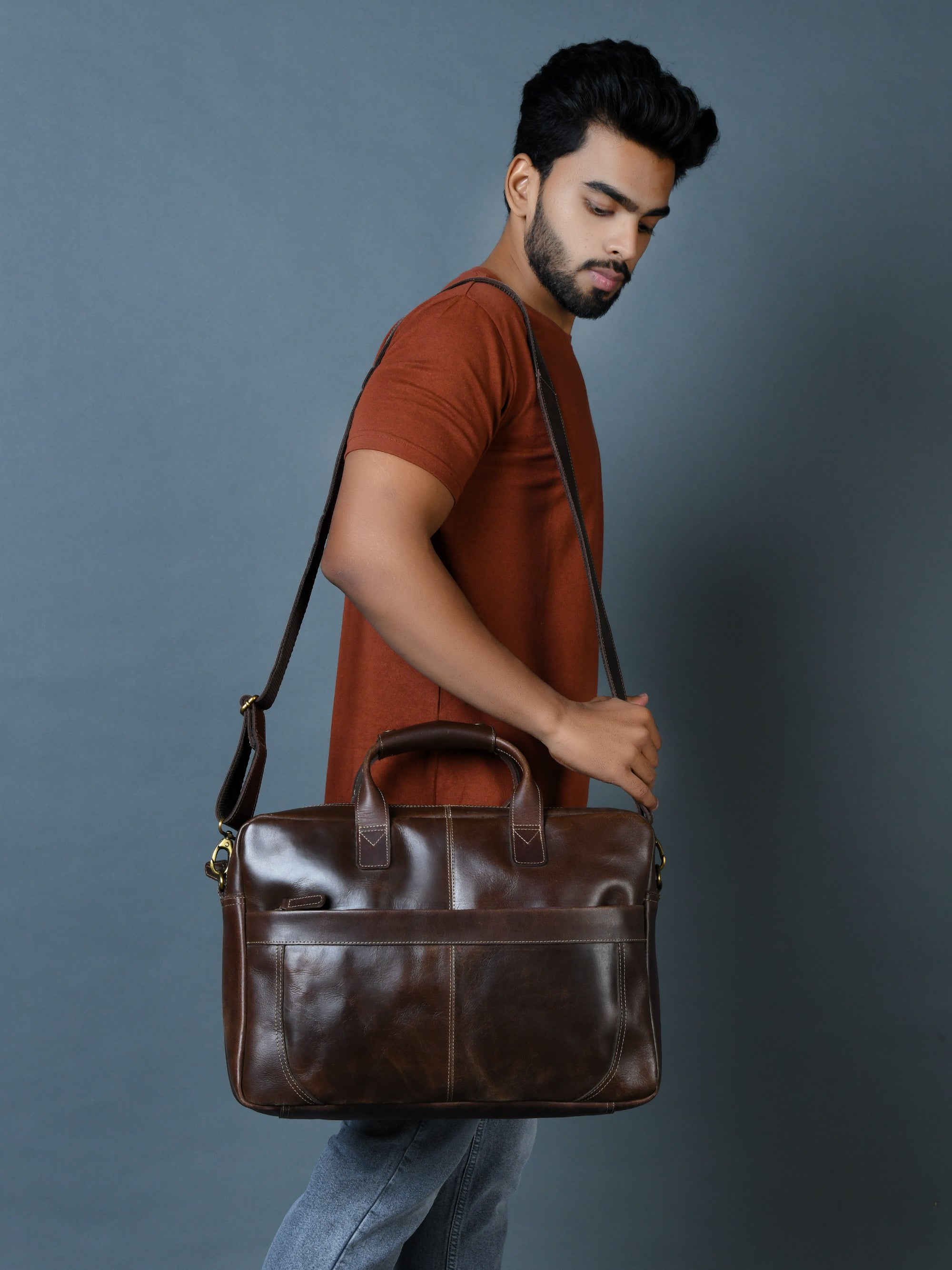 Sleek Dark Brown Leather Executive Briefcase