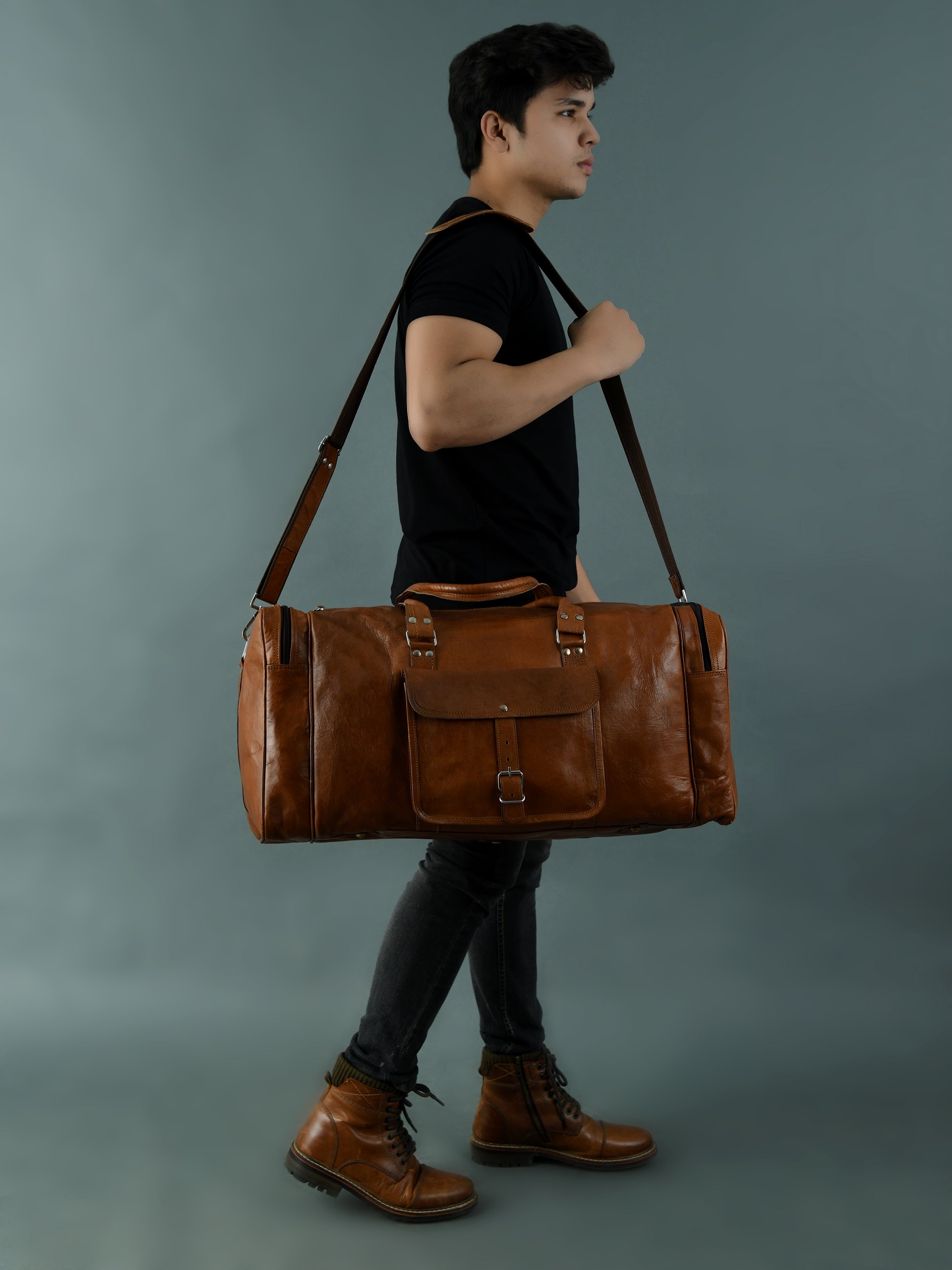 Genuine Leather Overnight Weekend Duffle Bag