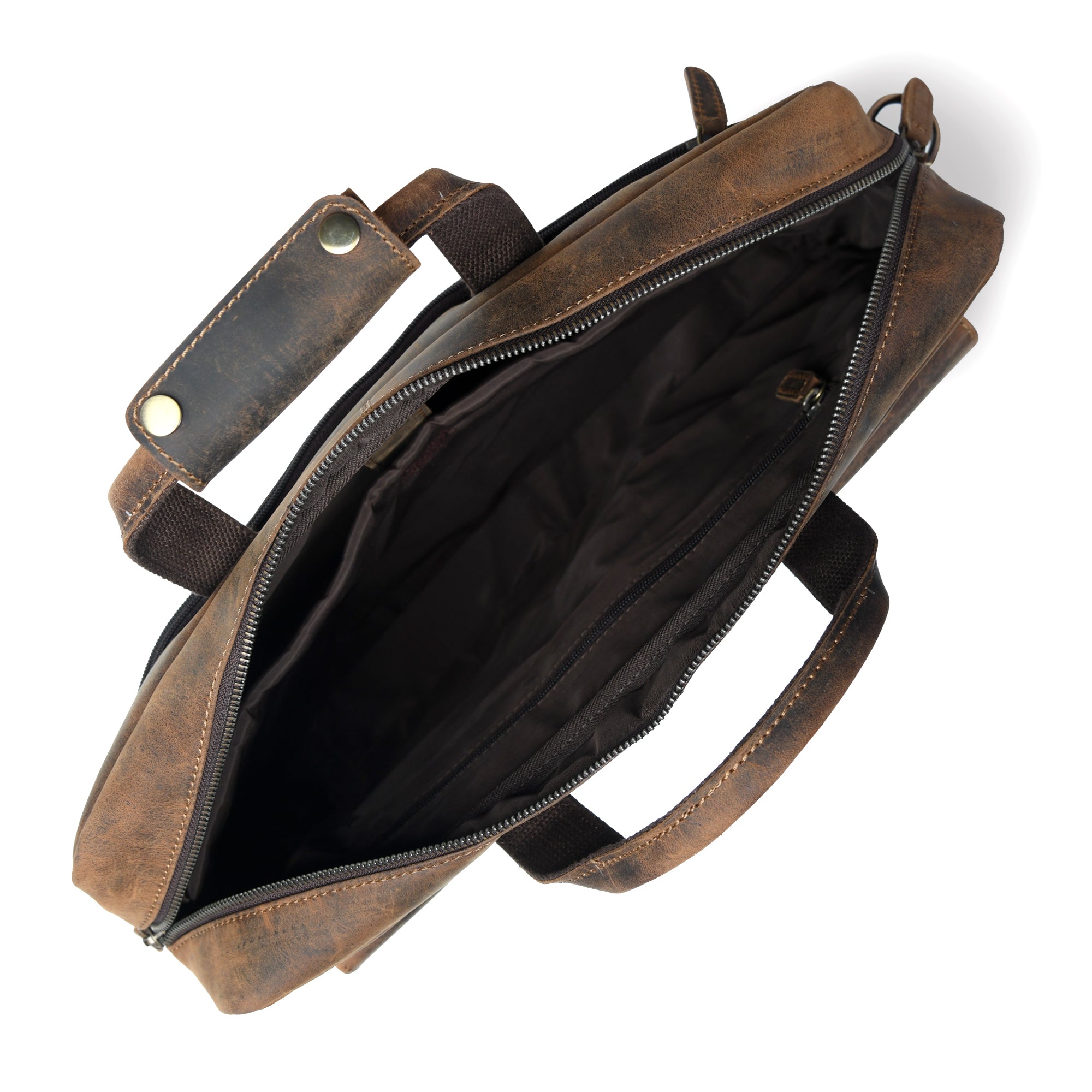 Distressed Dark Brown Leather Flap Briefcase