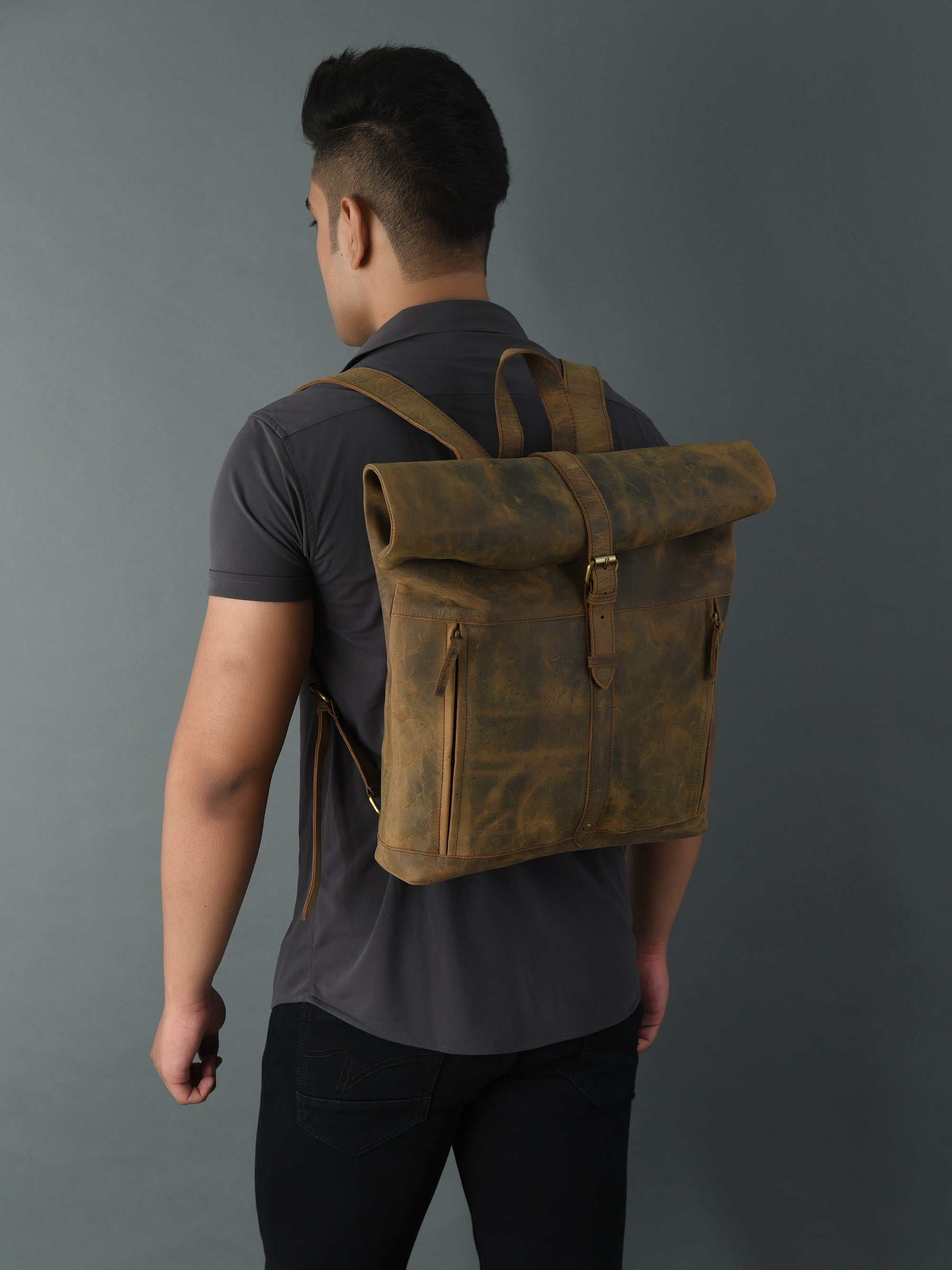 Roll‑Mud Full‑Grain Goat Leather Backpack