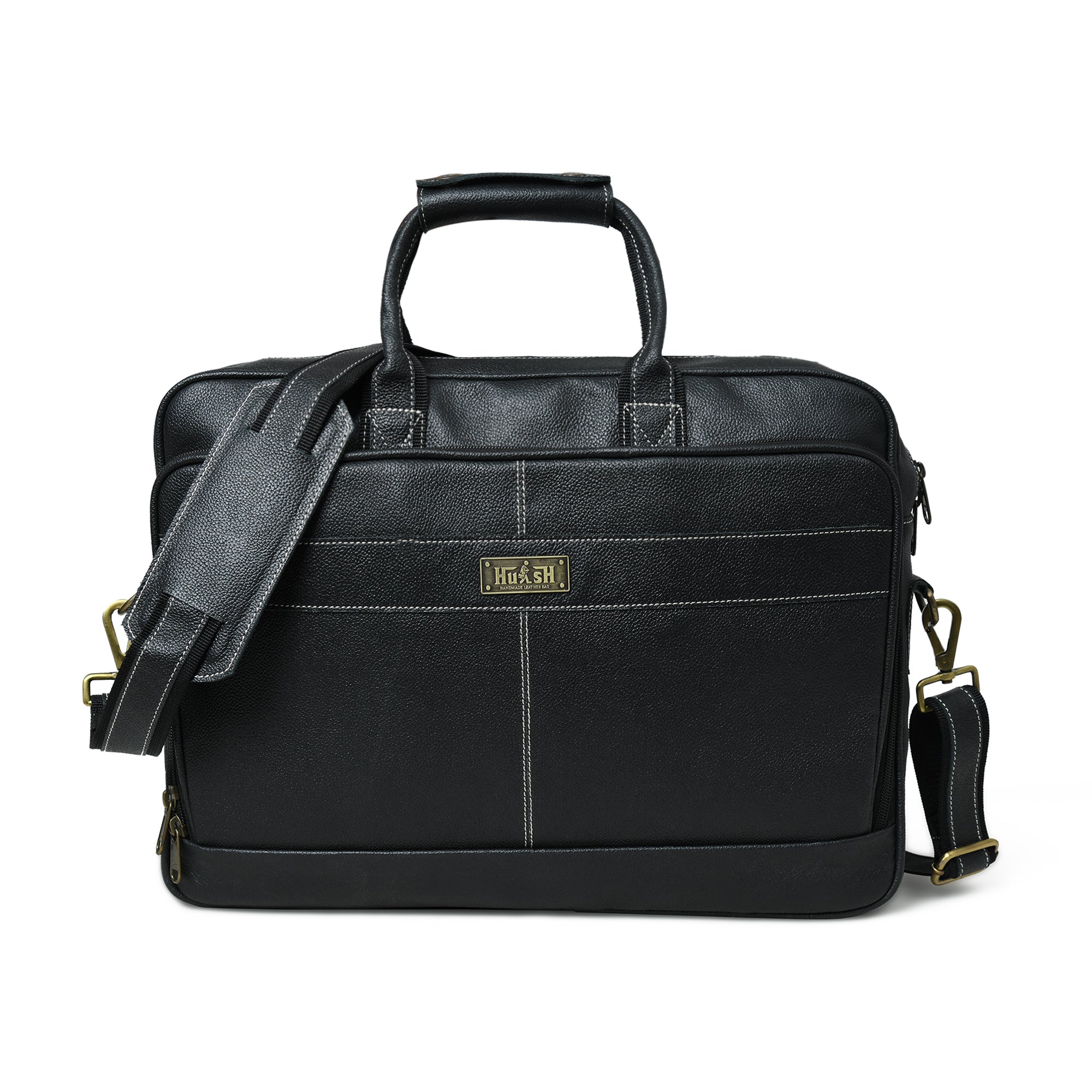 Stylish Black Grain Leather Briefcase